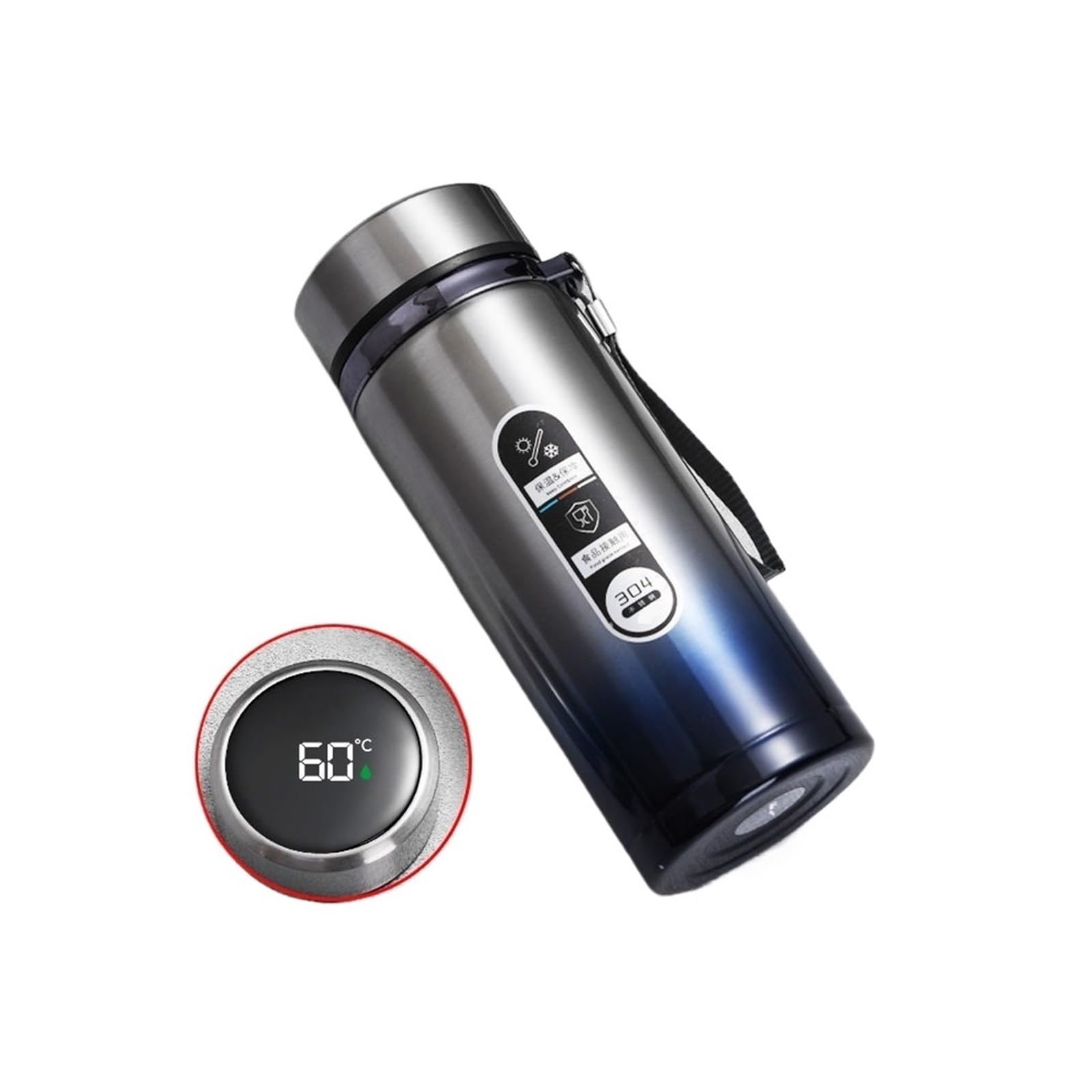 500ML1Liter Stainless Steel Bottle with LED Temperature Display Sus304 Tea Water Bottle Vacuum Flask Portable Cups(1L,Cyan)