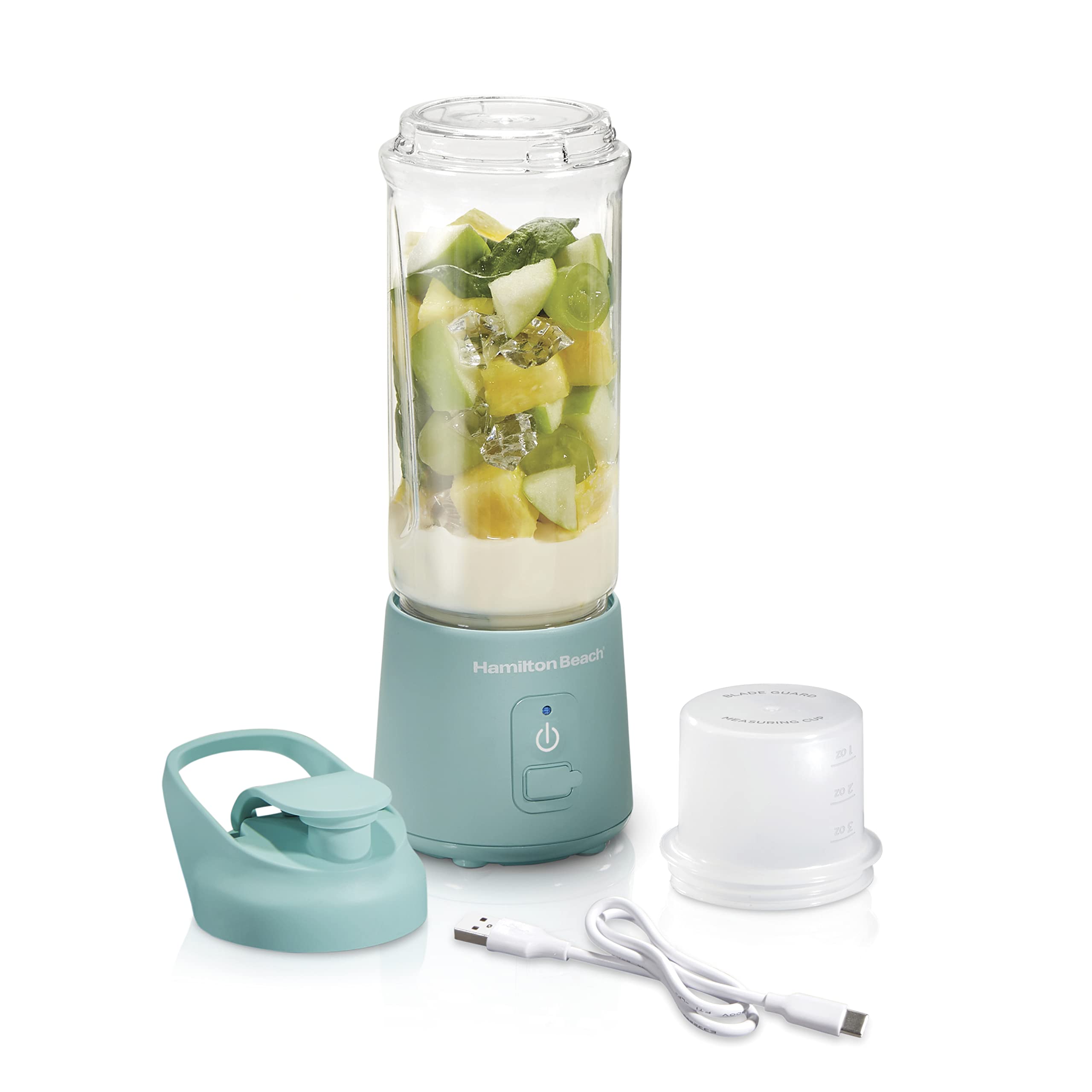 Hamilton Beach Mini Cordless Portable Personal Blender For Shakes And Smoothies, Usb Rechargeable, 16 Oz. Jar With Leakproof Tra