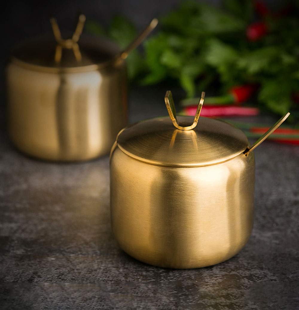 Mozacona Stainless Steel Sugar Bowl Spice Jar Storage Seasoning Pot With Lid Spoon
