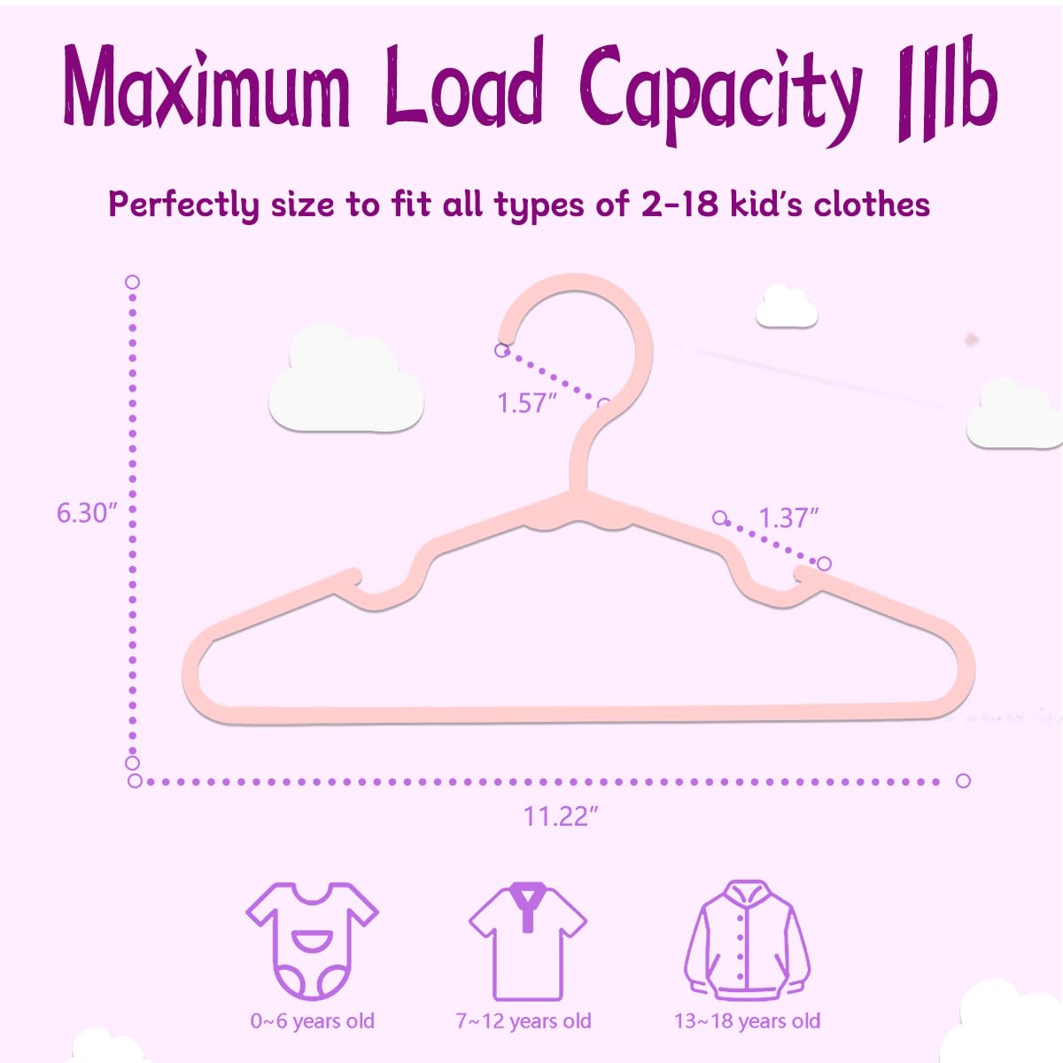 Trusir Baby Hangers For Closet 60 Pack Pink Plastic Kids Children'S Clothes Hangers Non-Slip (Pink, 60)