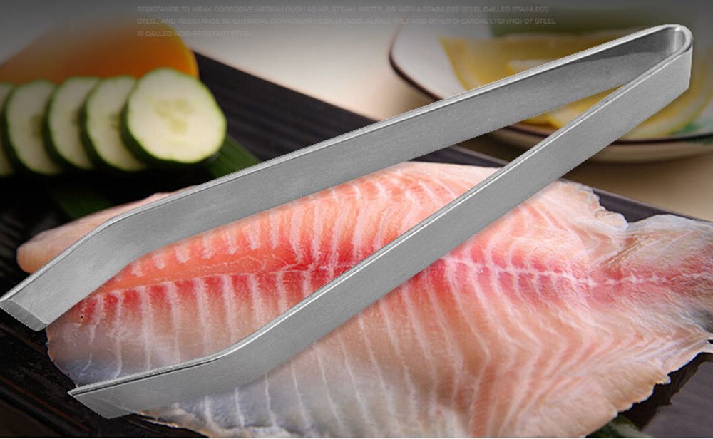 Daycount Pack Of 2 Fish Bone Tweezers, Chicken Feather Tweezer Stainless Fishbone Picker, Clean Tongs Salmon Bone Removal Durabl