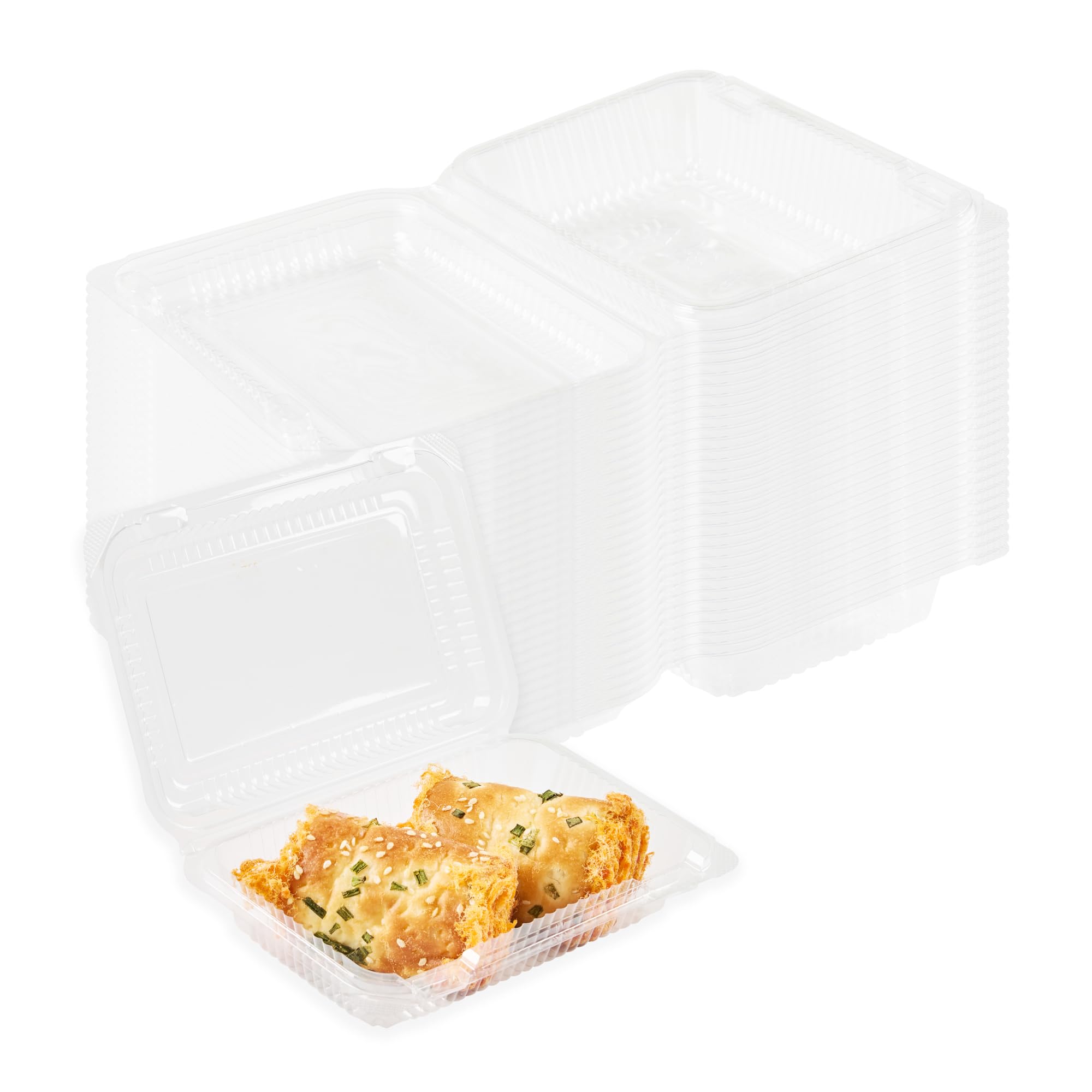 Restaurantware Plastic Clamshell Containers 100 Count 6.3 x 4.33 x 1.38 Inches Durable Clear Food Presentation Containers for Ta