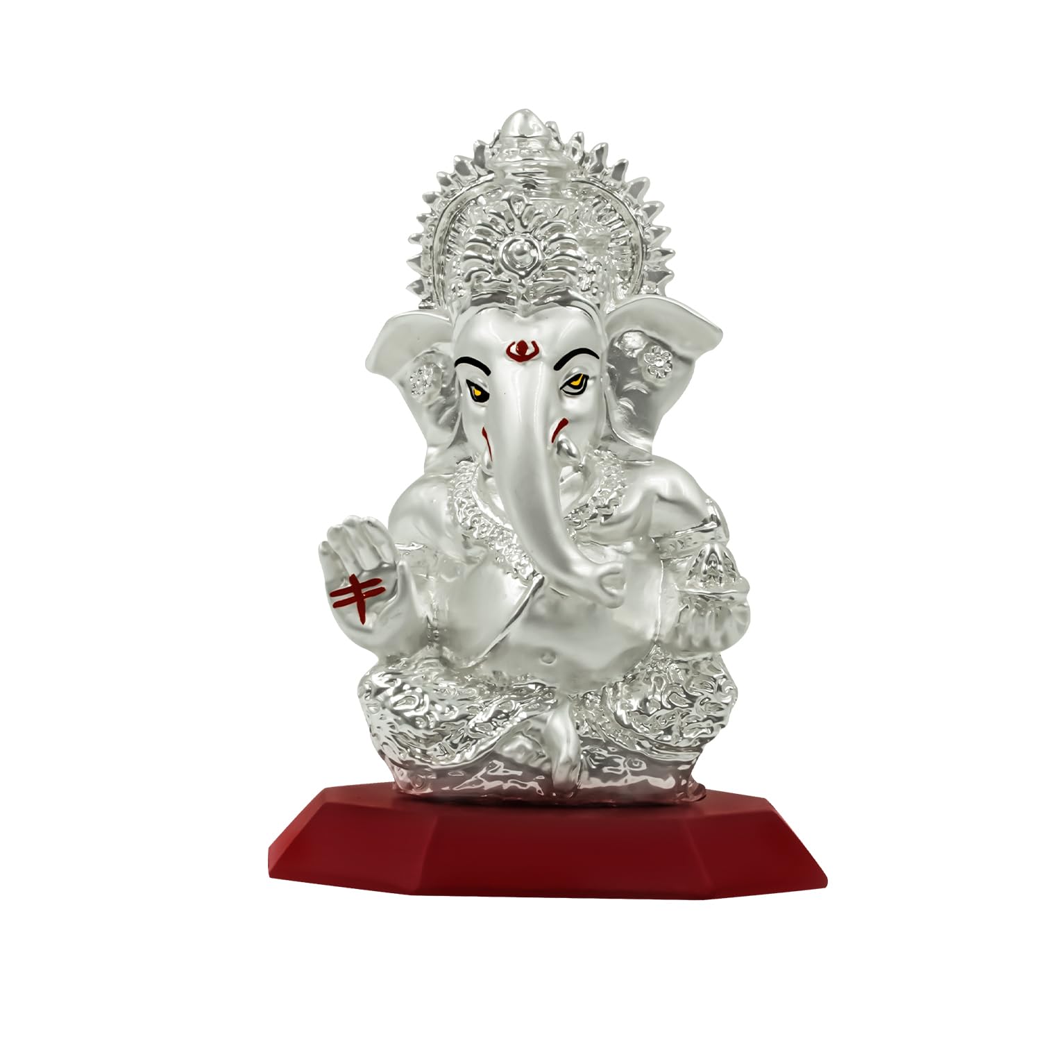 Diviniti Ganesha Idol For Home Decor Showpiece 999 Silver Plated Statue Of Lord Ganesha For Tabletop Ganesh Ji Murti For Puja Ro