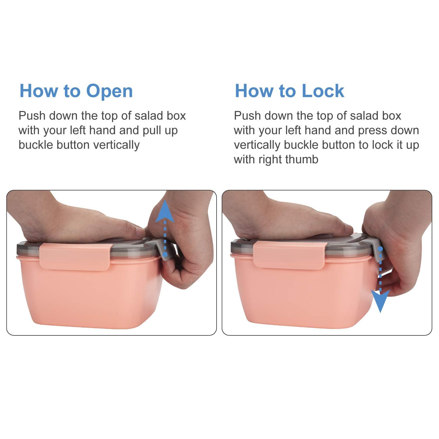 Freshmage Salad Lunch Container To Go, 2 Packs 52-Oz Salad Bowls With 3 Compartments, Salad Dressings Container For Salad Toppin