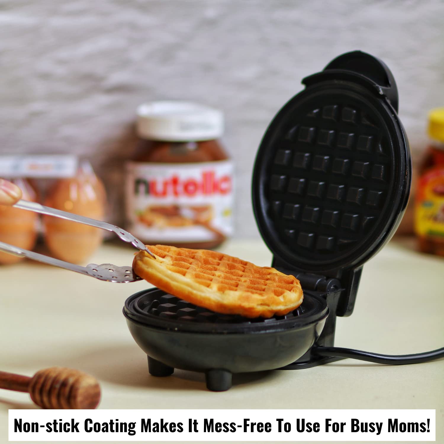 Instacuppa Mini Waffle Maker-Quick&Easy Breakfast Solution For Busy Moms-Whip Tasty,Healthy Waffles In Minutes For Your Kids,Eas