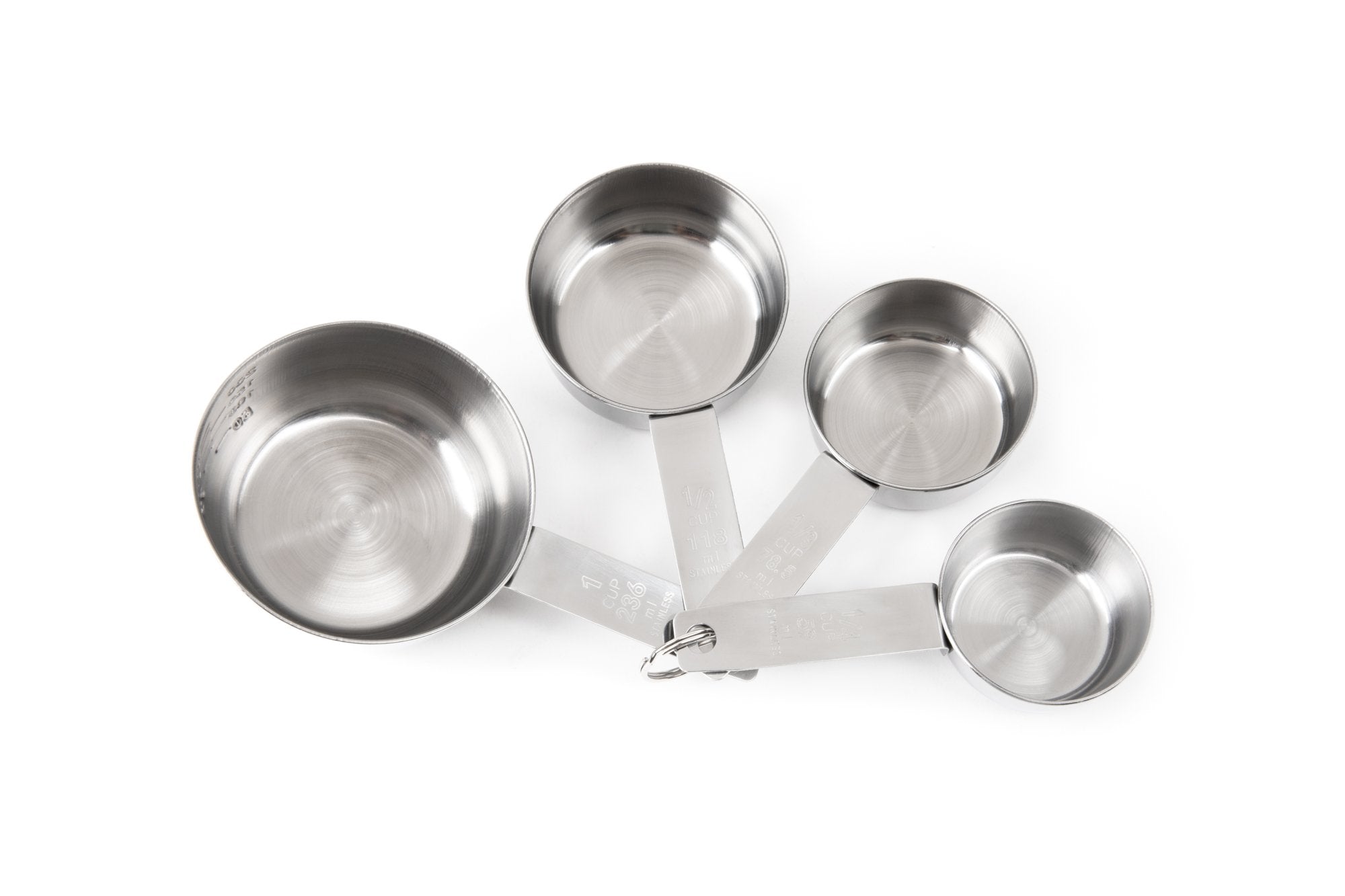 Fox Run Brands Stainless Steel Measuring Spoons, 4 Piece Cup Set, Silver