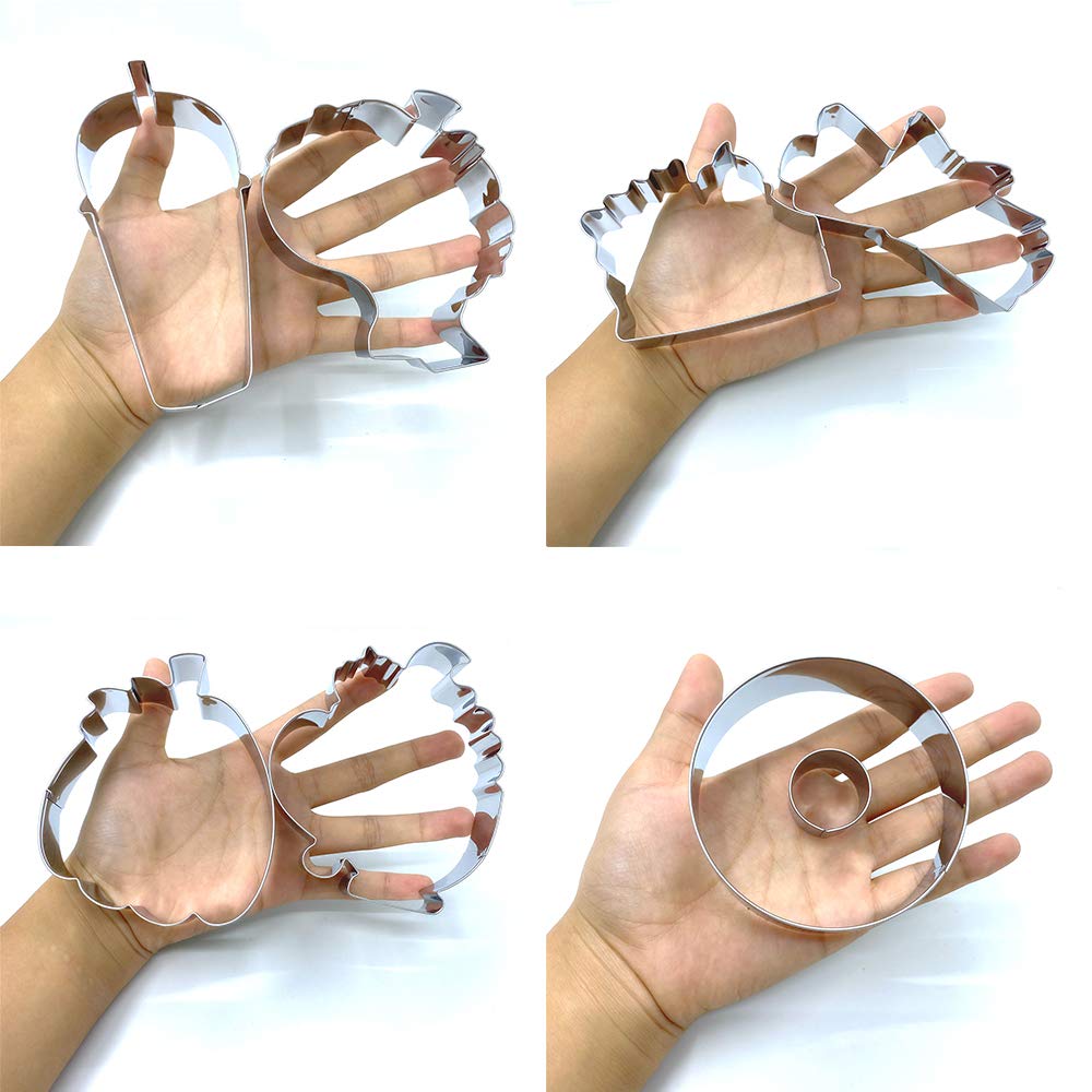 Liliao Fall Cookie Cutter Set, 8-Pc, Pumpkin, Latte Coffe Cup, Coffe Mug, Pie Slice, Donuts And Cinnamon, Stainless Steel
