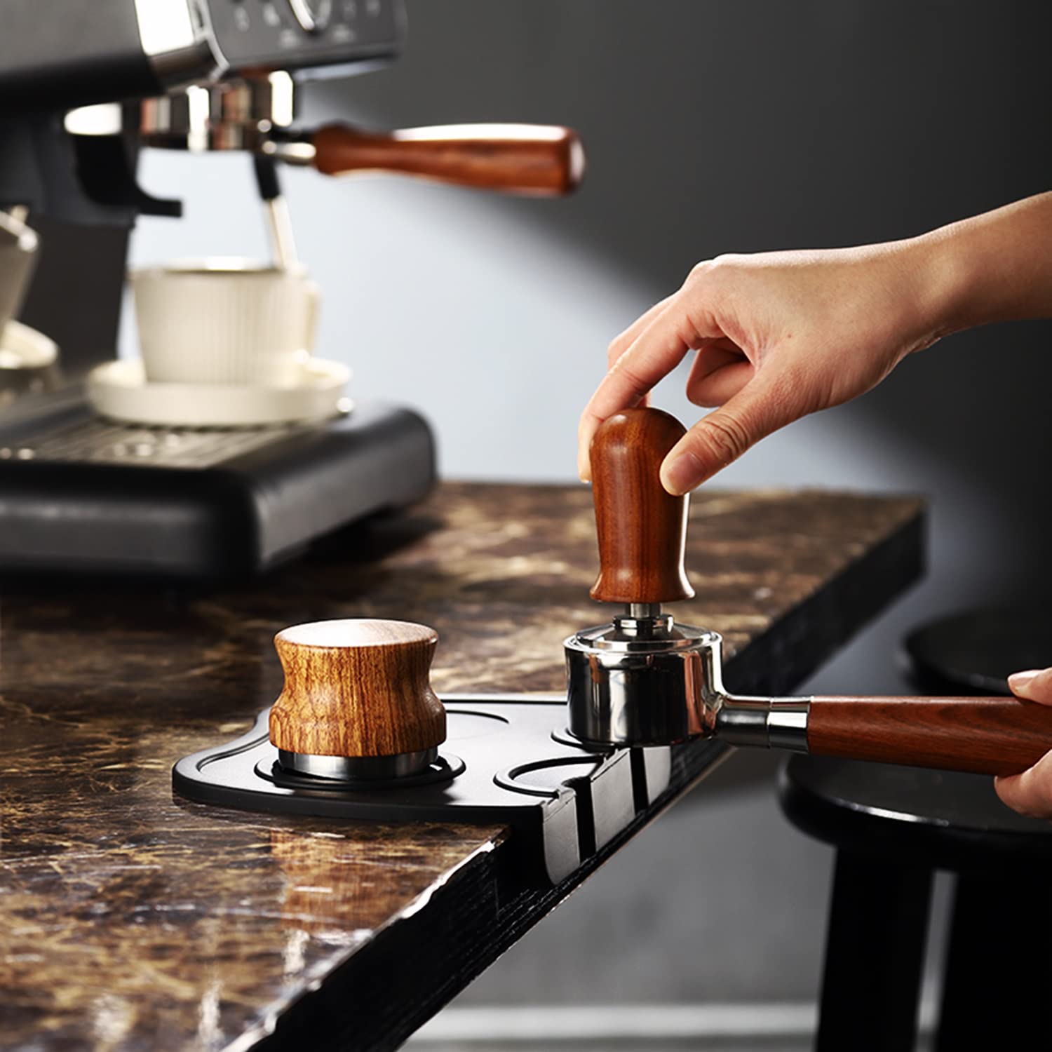 Coffee Tamper Mat Silicone Corner Tamping Mat (Large)