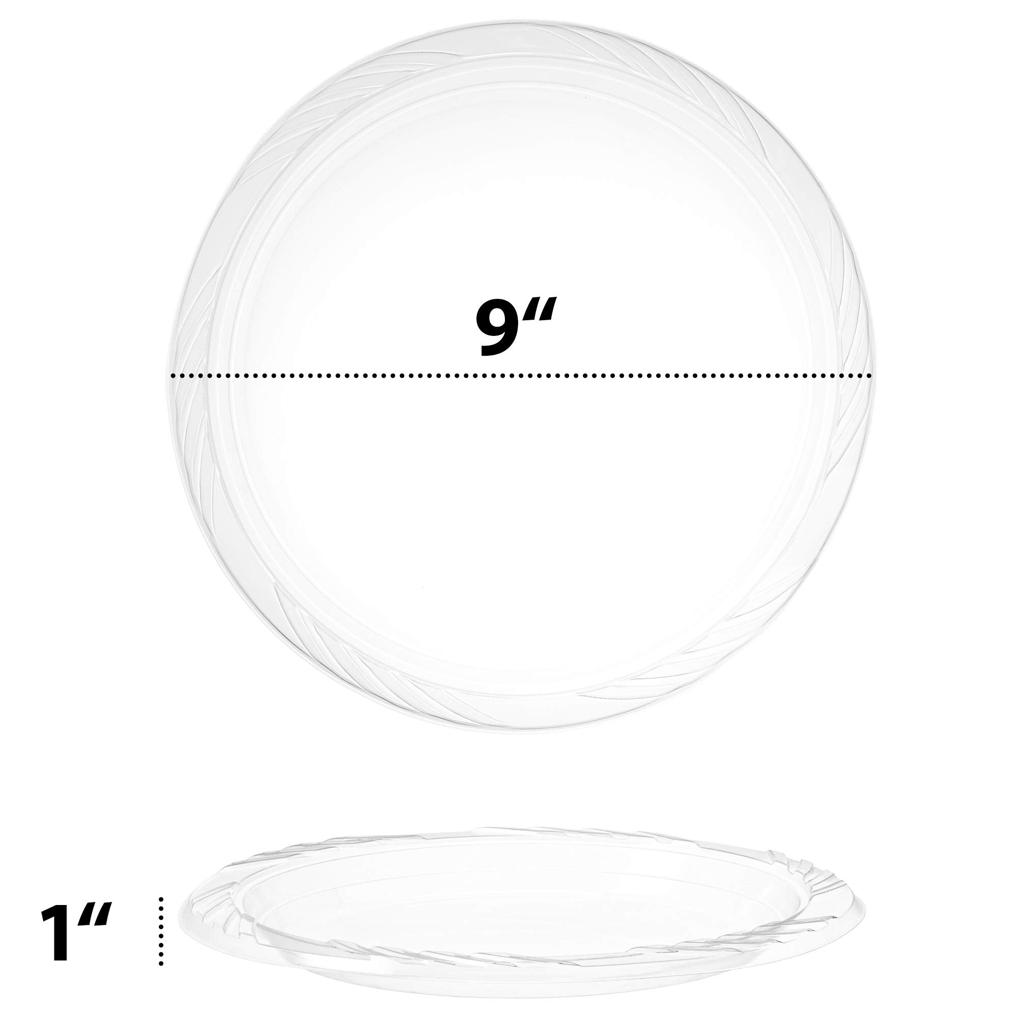PLASTICPRO 9'' inch Premium Crystal Clear Disposable Plastic Dinnerware Party Plate Pack of 160