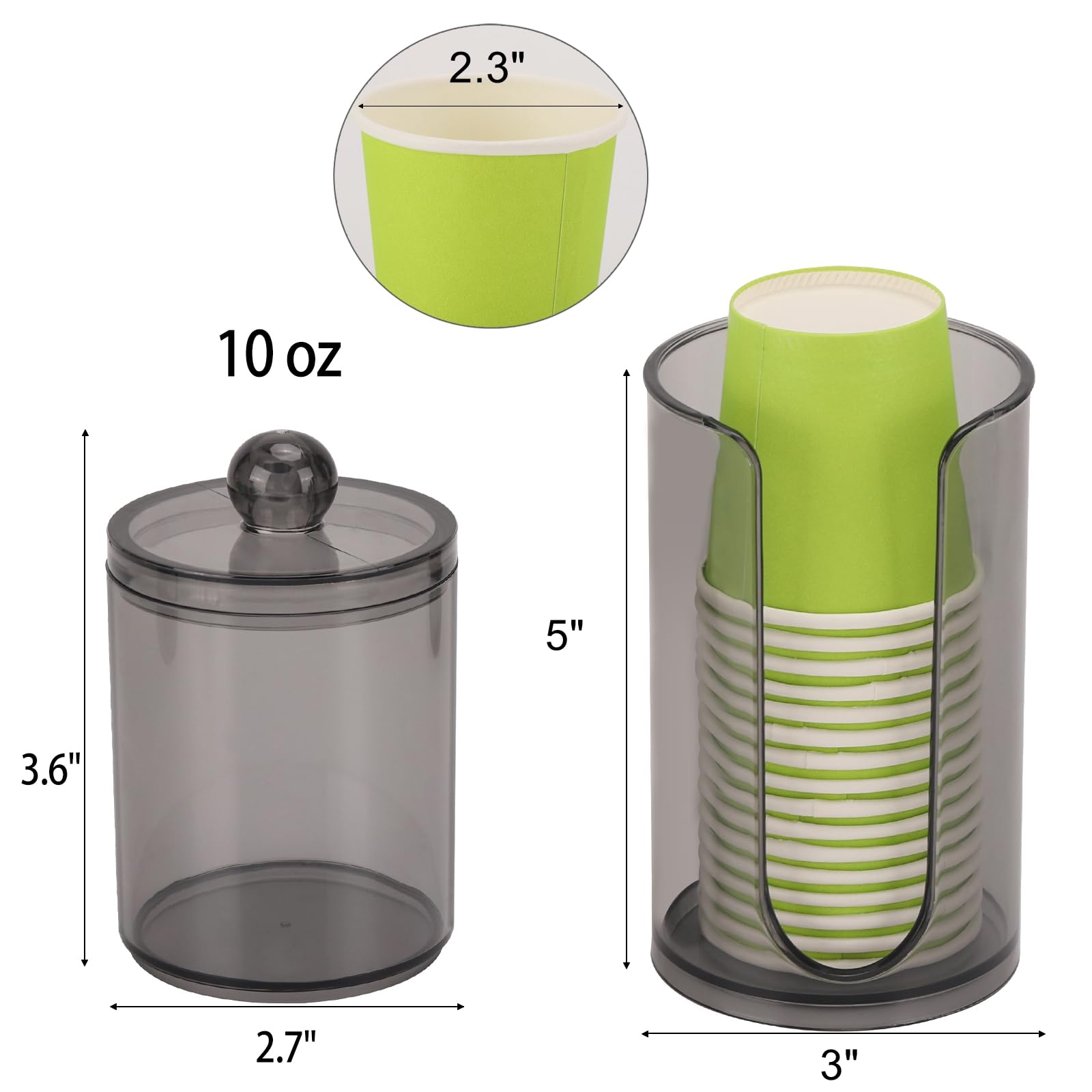 Lovebb 3Oz-5Oz Bathroom Cup Dispenser With 10Oz Qtip Holder, Small Disposable Paper Cup Holder Bathroom Accessories For Rinsing/