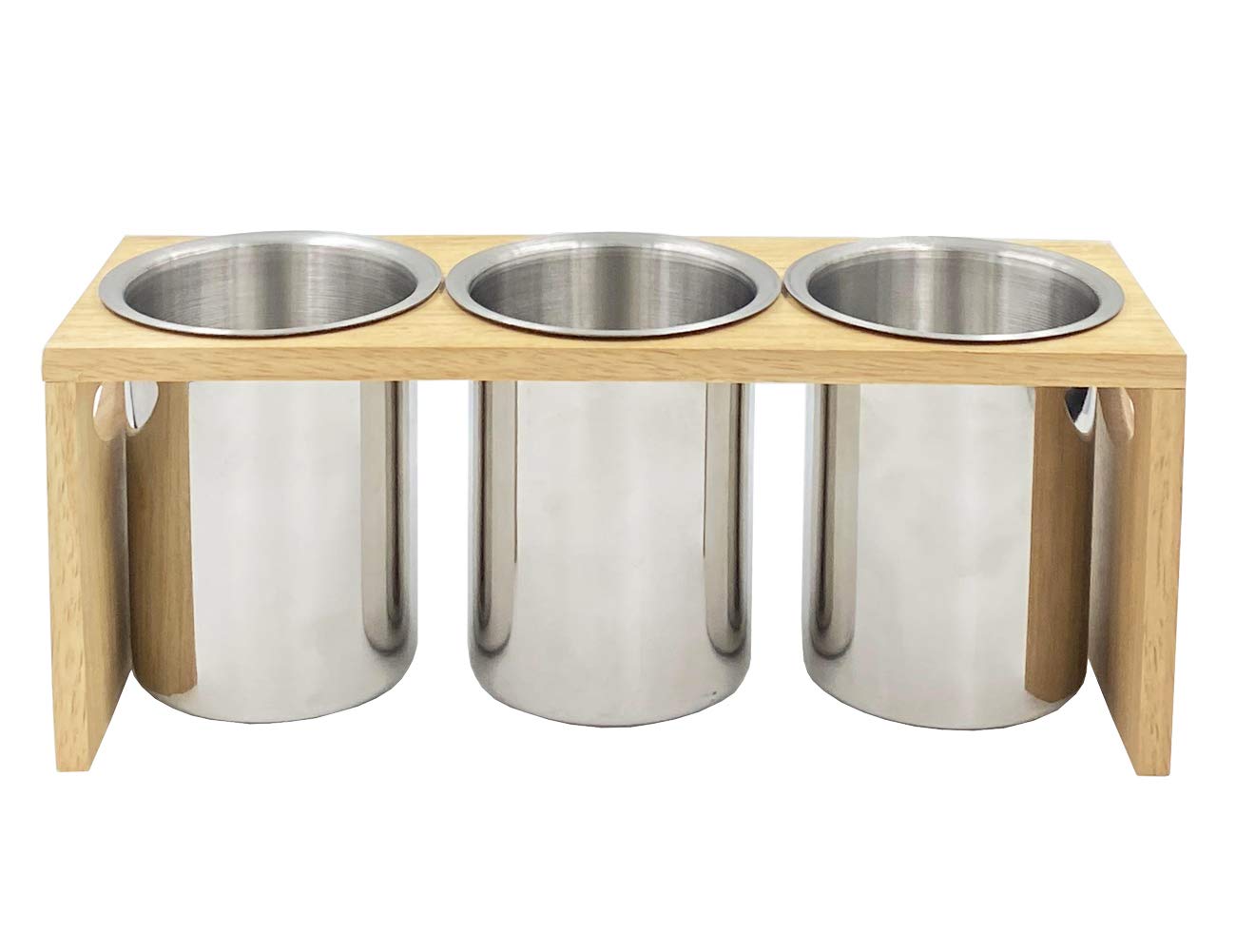 Flatware Caddy Stainless Steel Cutlery Holder With Wood Base