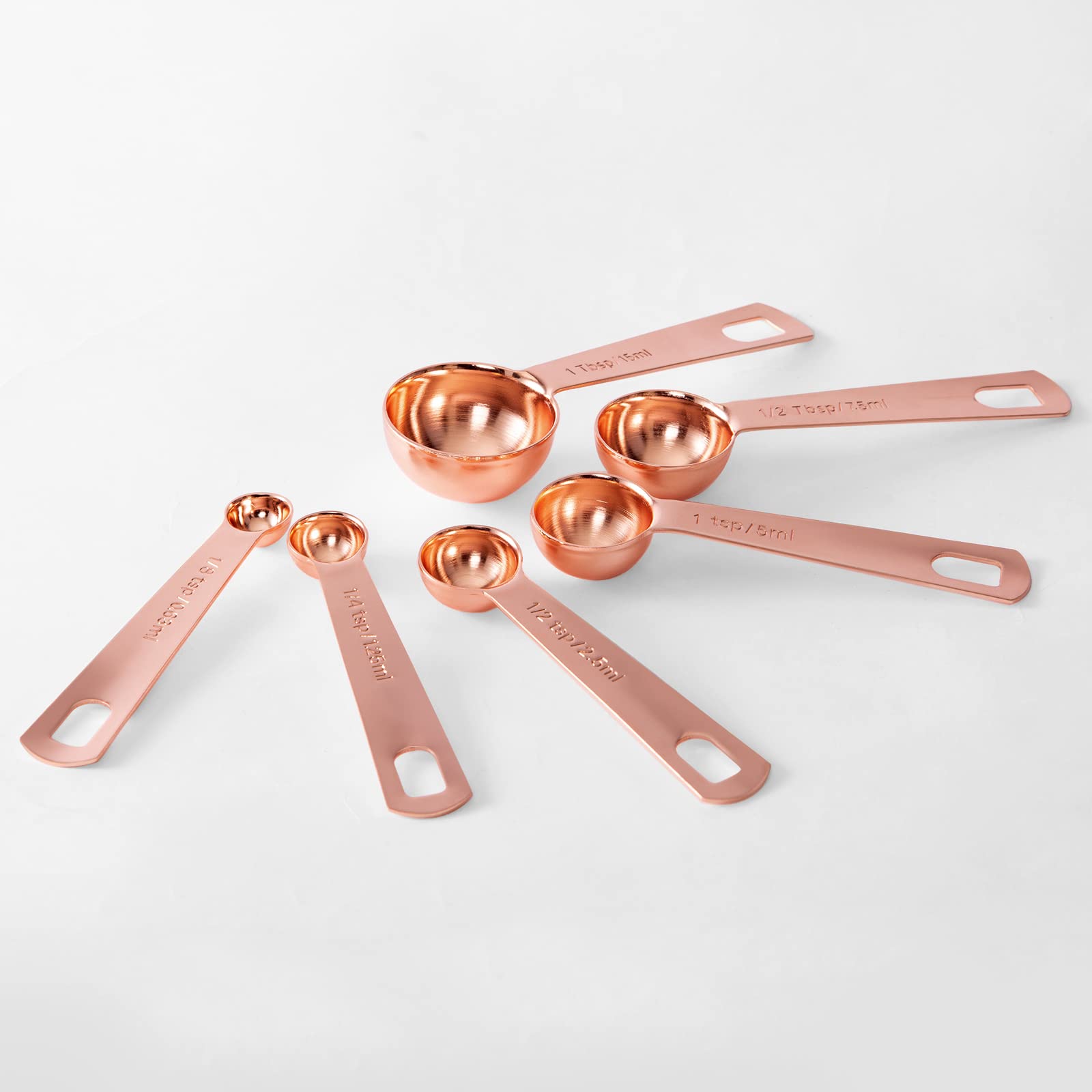 Tablespoons Teaspoons Measure Spoon Set Of 6, Copper Plated Metal Measuring Spoons For Measuring Dry Or Liquid Ingredients Spice