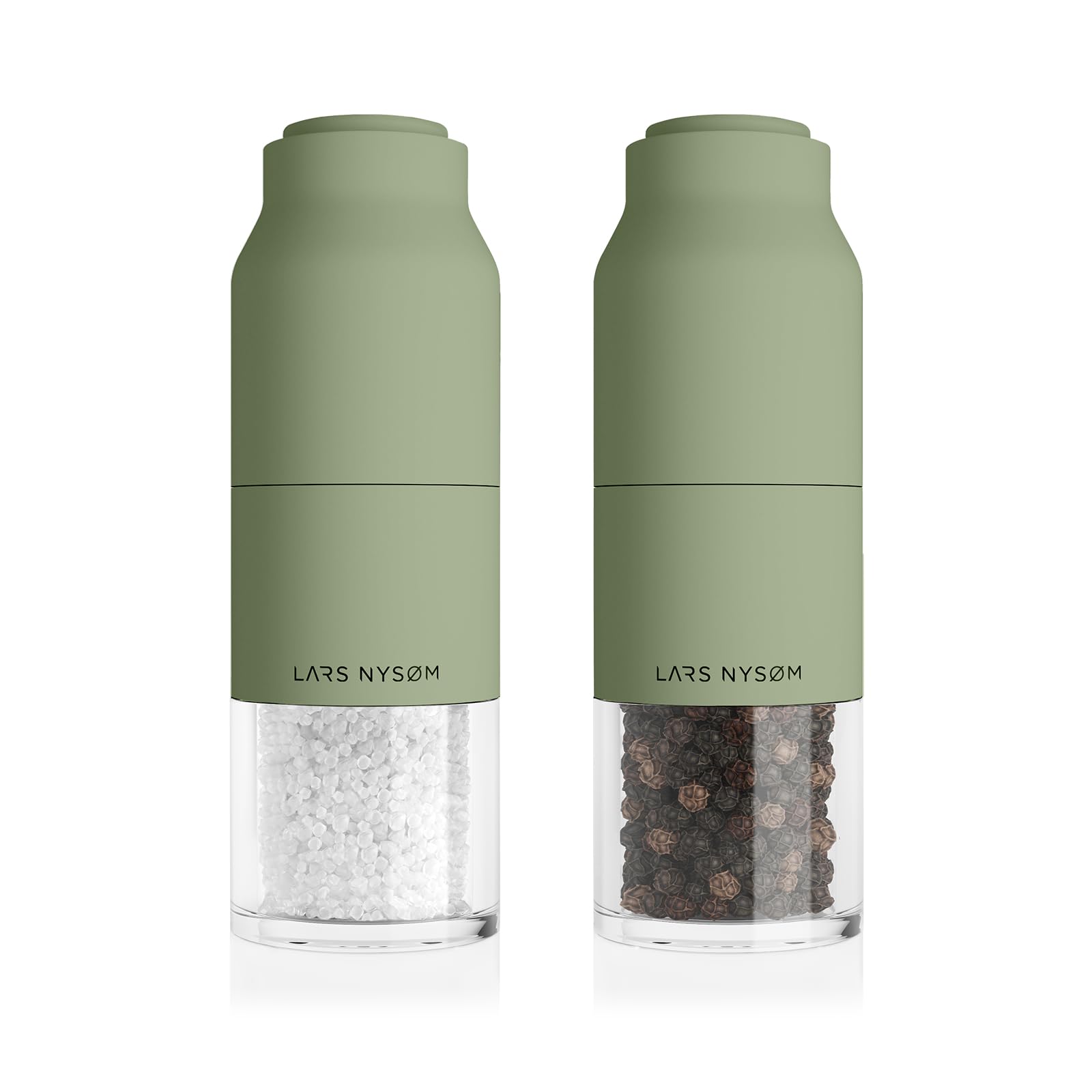 Lars Nysm Stainless Steel Salt And Pepper Mill Set With Adjustable Ceramic Grinder I Manual Spice Mill Set (Sage)