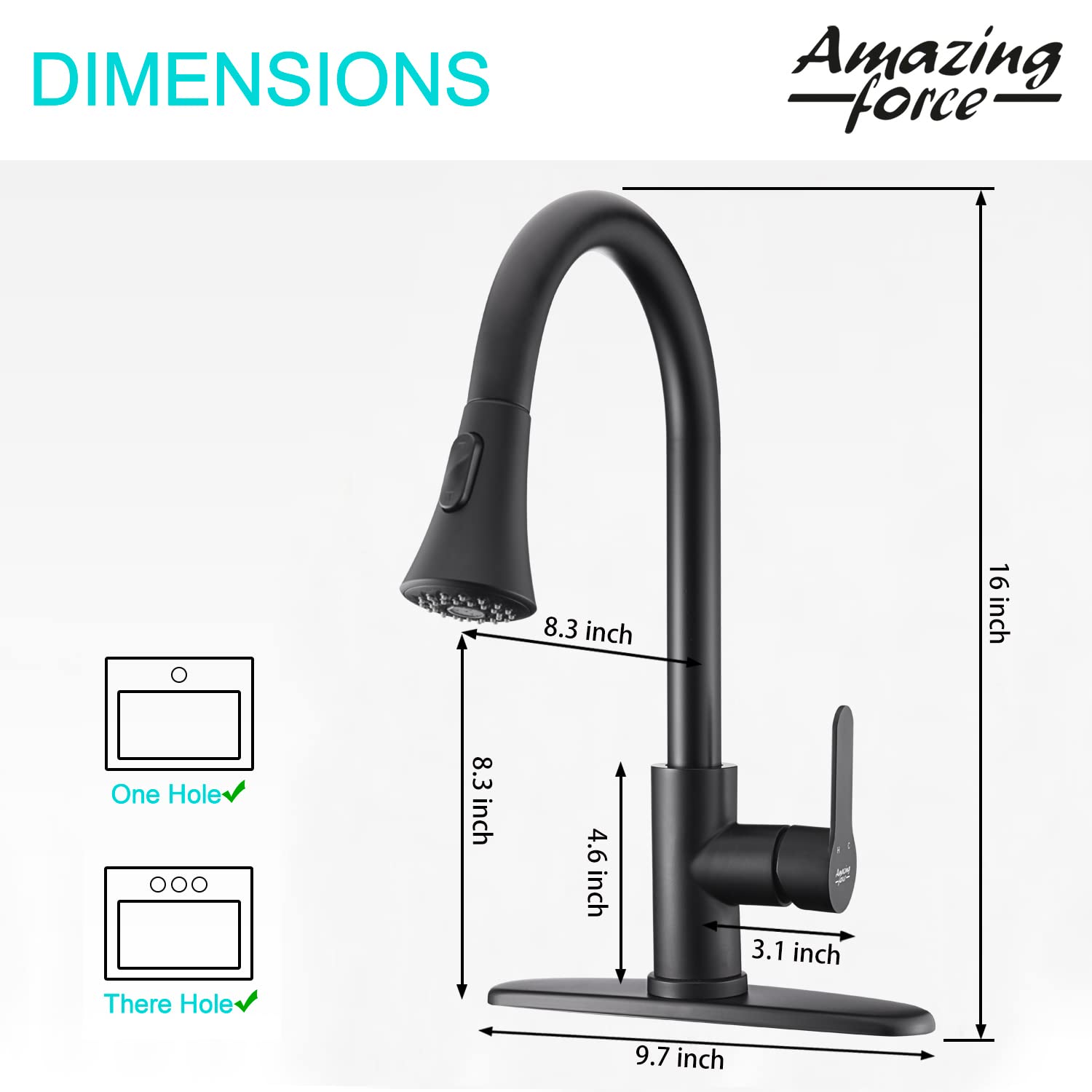 Kitchen Faucet with Pull Down Sprayer:2 Modes Stainless Steel Kitchen Sink Faucet Single Handle Faucet for Kitchen Sink RV Kitchen Faucet Laundry Sink Faucet with 1.8GPM  Matte Black