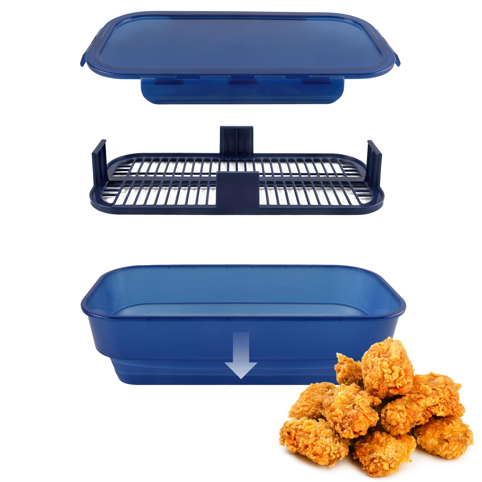 Cook With Color Collapsible Batter Bowl - Mess Free Breading Shaker Container - Great For Fried Fish, Fried Chicken, Onion Rings