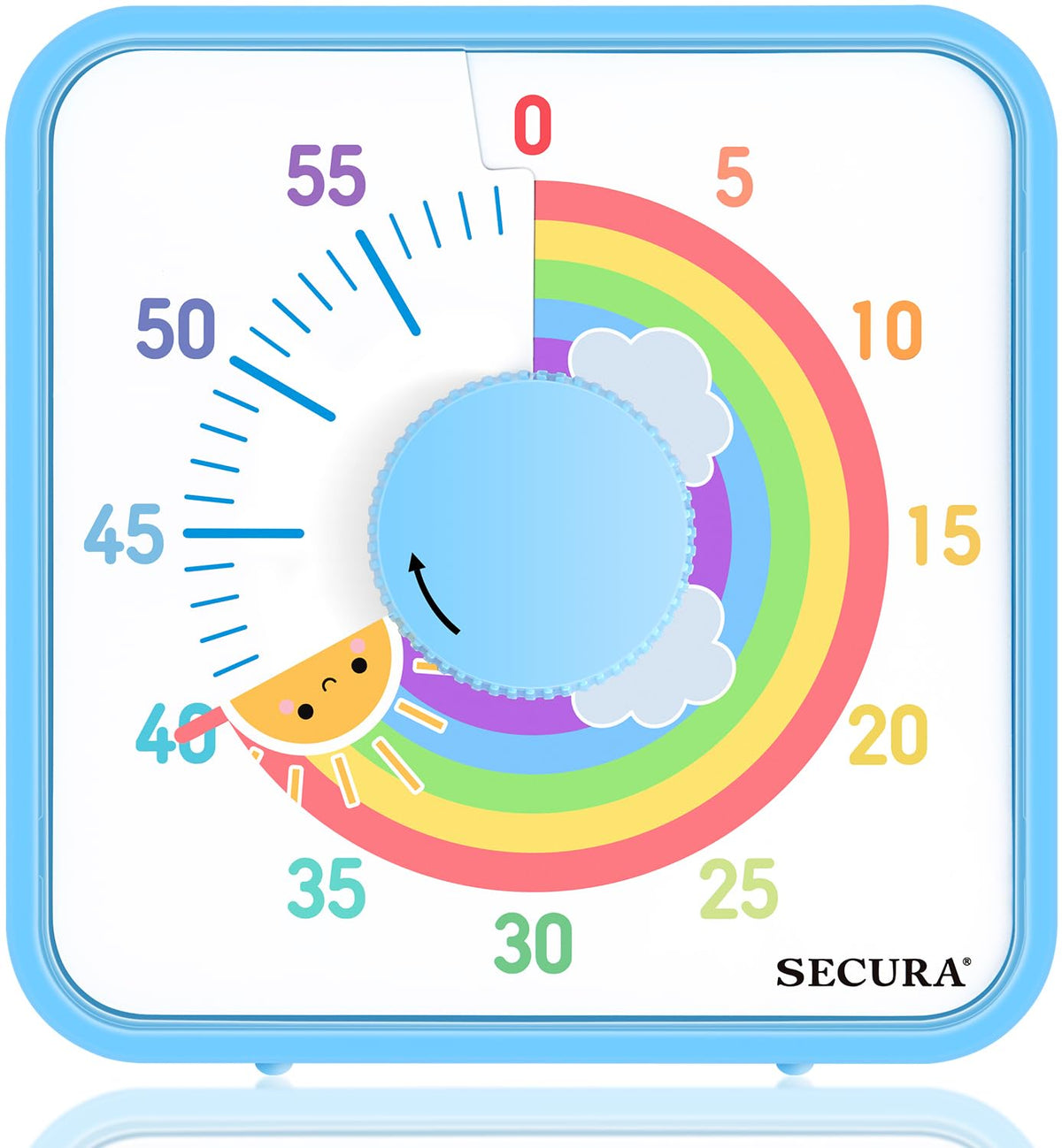 Secura 60-Minute Visual Timer, 7.5 Inch Magnetic Rainbow Countdown Timer For Classroom Or Kitchen, Durable Mechanical Timer Cloc