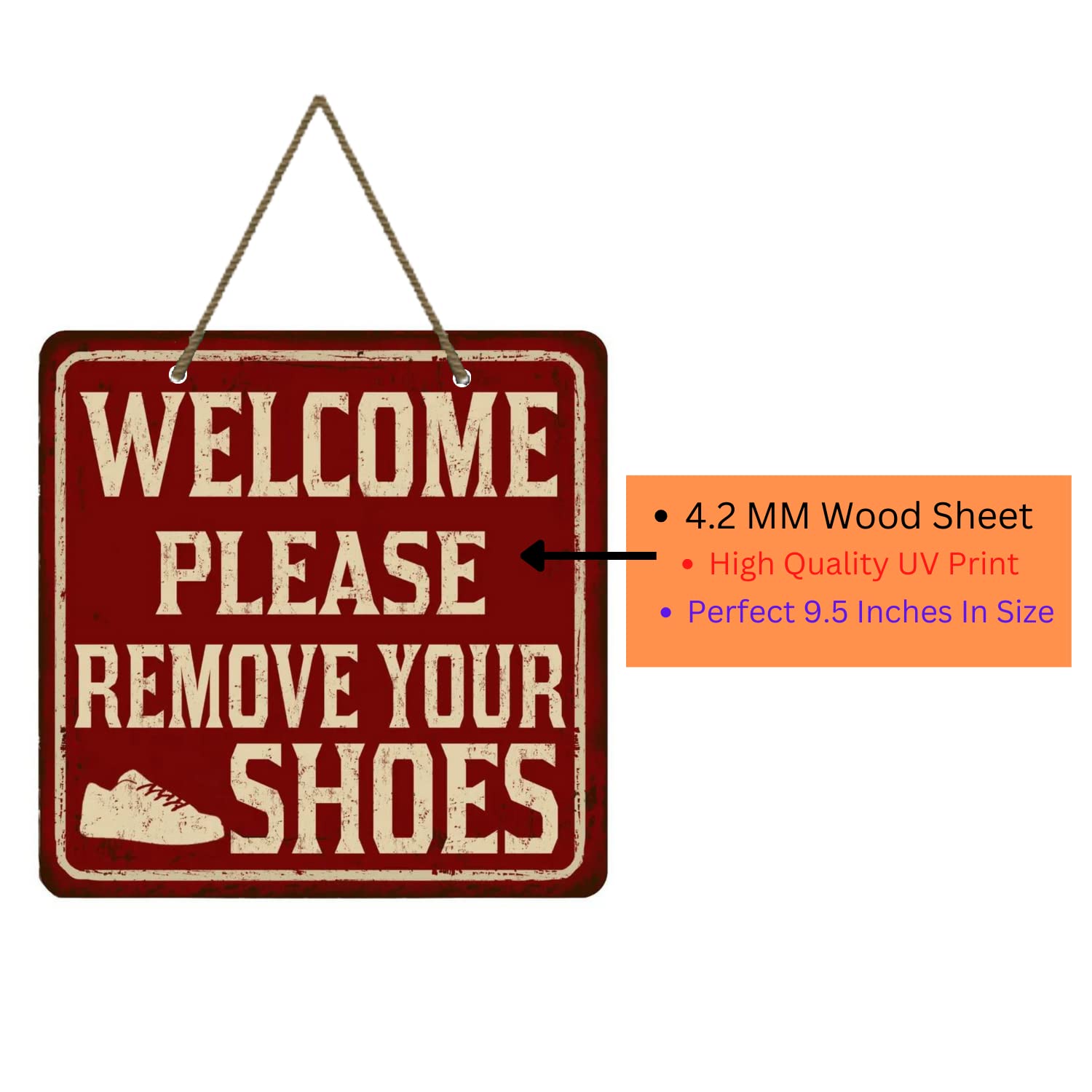 Webelkart Decorative Please Remove Your Shoes Wooden Wall Hanging For Home, Office, Shop And Clinic,Wooden Wall Sculpture - 9.5