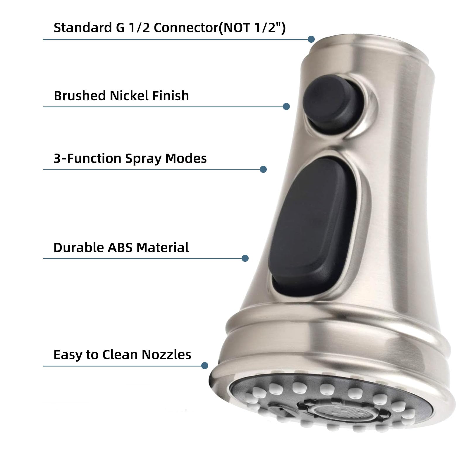 Pull Down Spray Head 3 Modes For Kitchen Faucet, Kitchen Sink Faucet Sprayer Nozzle Replacement Part With 9 Adapters, Kitchen Fa
