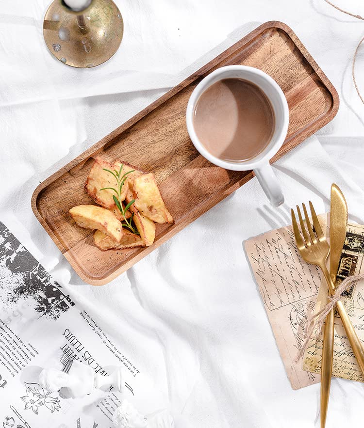 Homeimpel Wood Platter, 100% Natural Wood, Durable, 11 X 4.1 X 0.6 Inches, Acacia, Serving Tray For Food, Dessert, Salad, Cookie