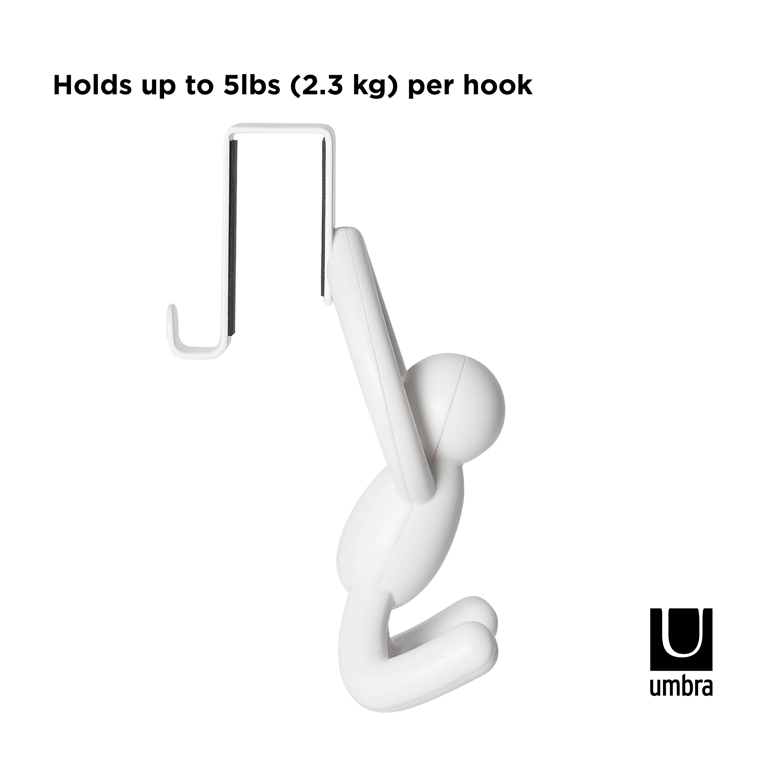 Umbra Buddy Space-Saving Over The Cabinet Storage Hooks, Kitchen And Bathroom Organizer, Set Of 2, White, 2 Count