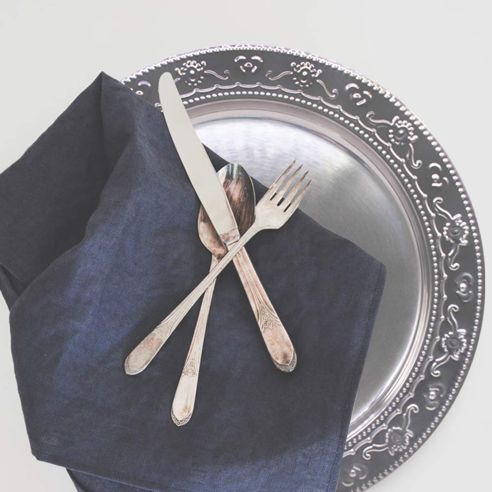 Brightalk 13-Inch Stainless Steel Charger Plates, 6Pcs Silver Dinner Plate Chargers Round Server Ware