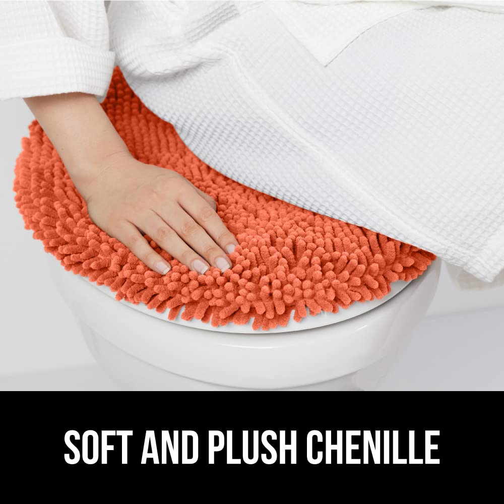 Gorilla Grip Soft Chenille Bathroom Toilet Lid Cover, Machine Washable Seat Covers, 17.5X15, Stays In Place Rubber Backing, Fits