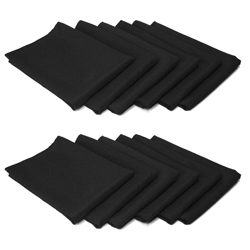 Tablelinensforless 17X17 Inch Polyester Cloth Napkins, Set Of 12 (Black)