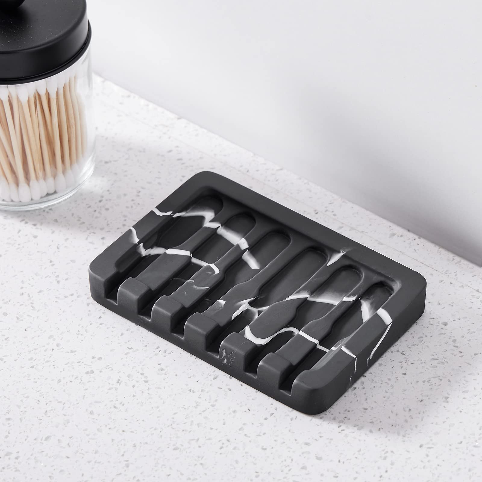 Iniunik Self Draining Soap Dish, Bar Soap Holder Soap Dishes For Bar Soap, Marble Look Soap Dish For Shower Soap Bar Holder Soap