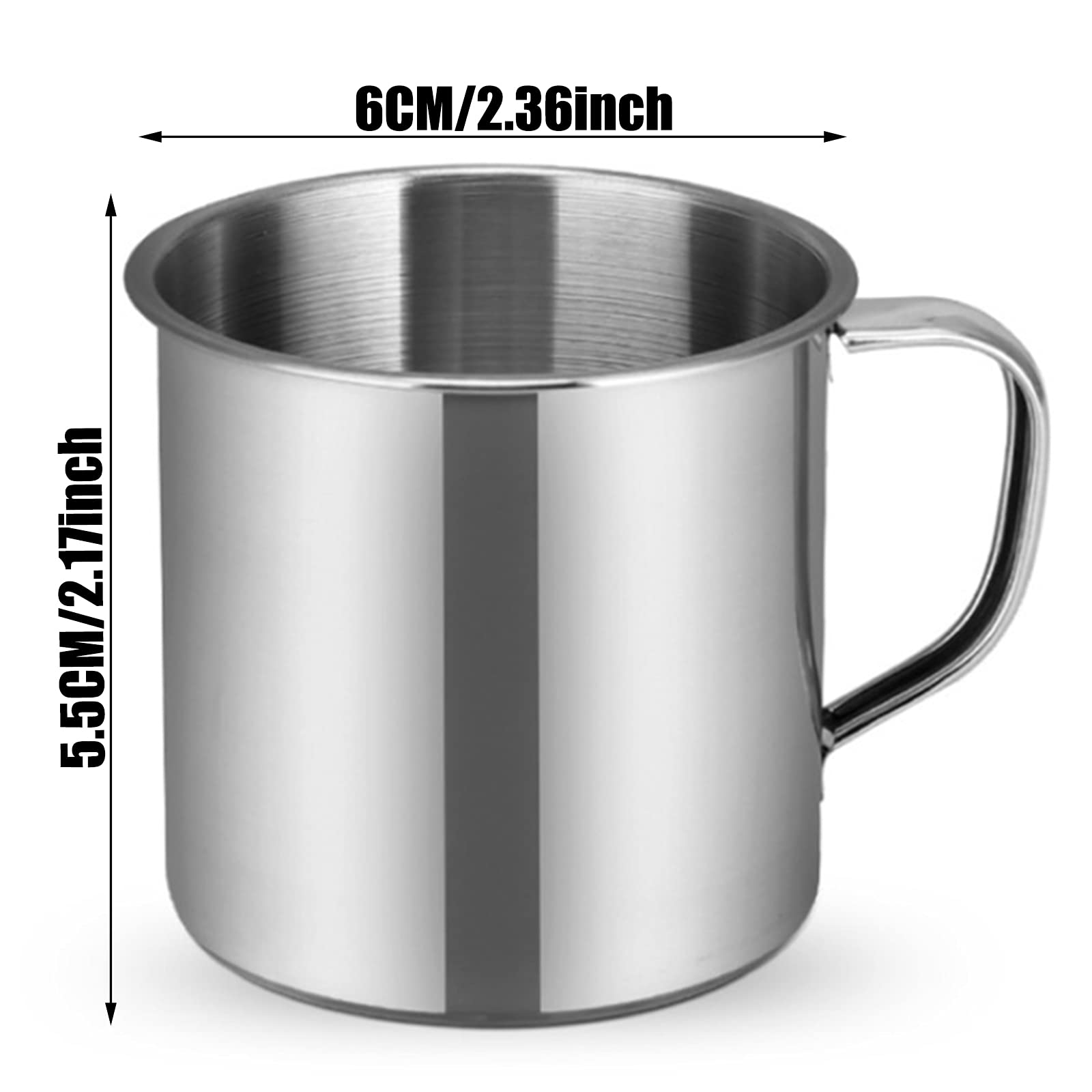 Stainless Steel Coffee Cup With Handle 6 Pcs Camping Cup 4Oz Stainless Steel Espresso Cups 2.362.17Inch Metal Shot Glasses Tea M
