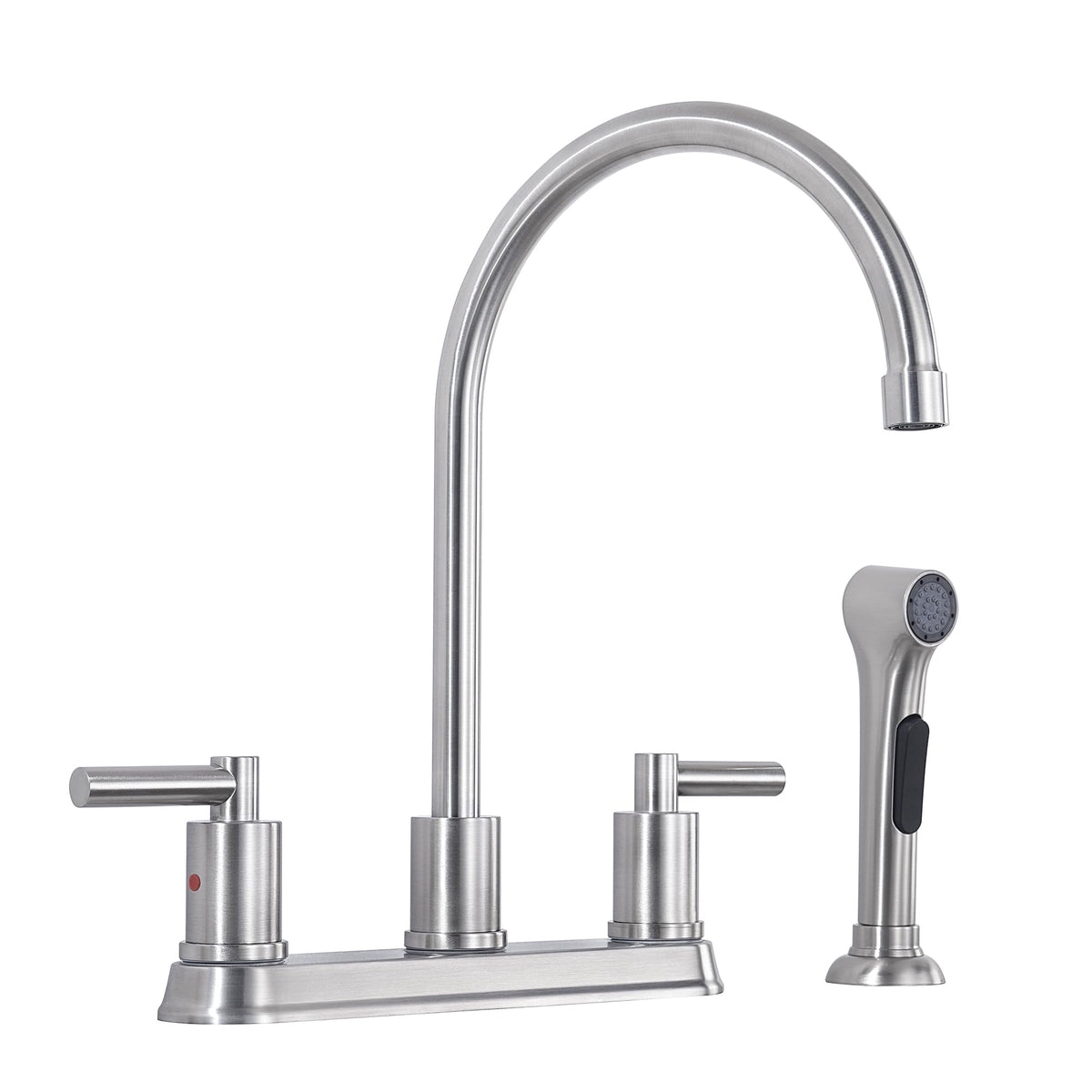 Arrisea 2 Handle Kitchen Sink Faucet With Side Sprayer, Two Handle 4 Holes 8 Inch Centerset Kitchen Faucets With 24 Inch Pull-Ou