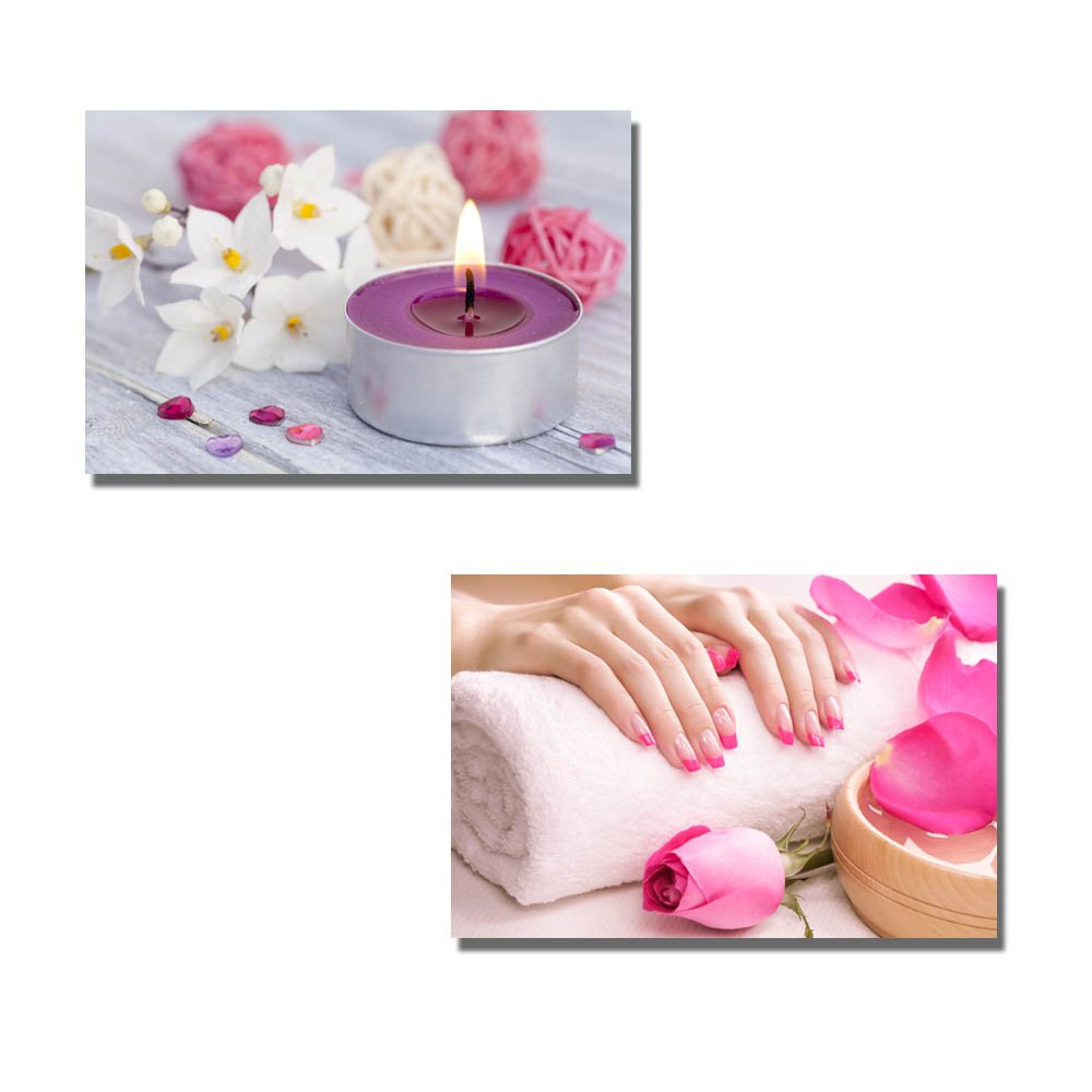 Wall26 Wellness With Candle Light Female Hands With Fragrant Rose Petals And Towel Spa Concept - Canvas Art Wall Art - 16''X24''
