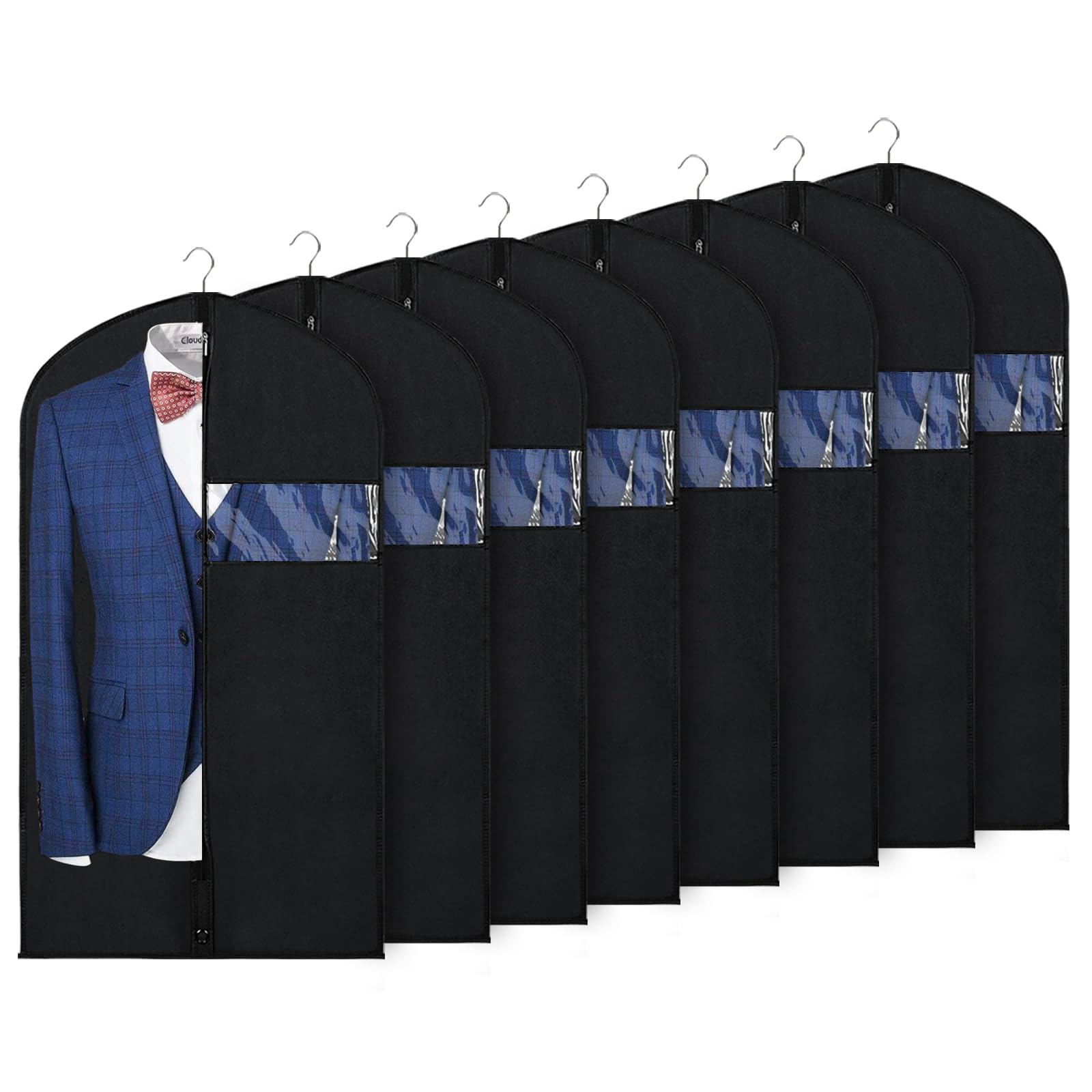 Syeeiex 40'' Garment Bags For Hanging Clothes, Set Of 8 Suit Bag, Suit Bags For Closet Storage, Garment Covers For Storage Suits