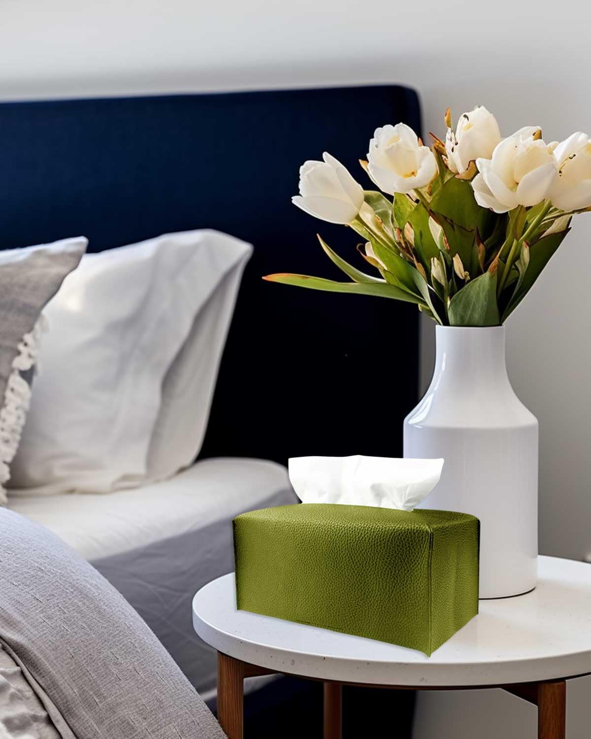 Green Tissue Box Cover Rectangular - Plus Size Large Tissue Box Cover Rectangle [Jesmini] Faux Leather Tissue Box Holder Long Fo