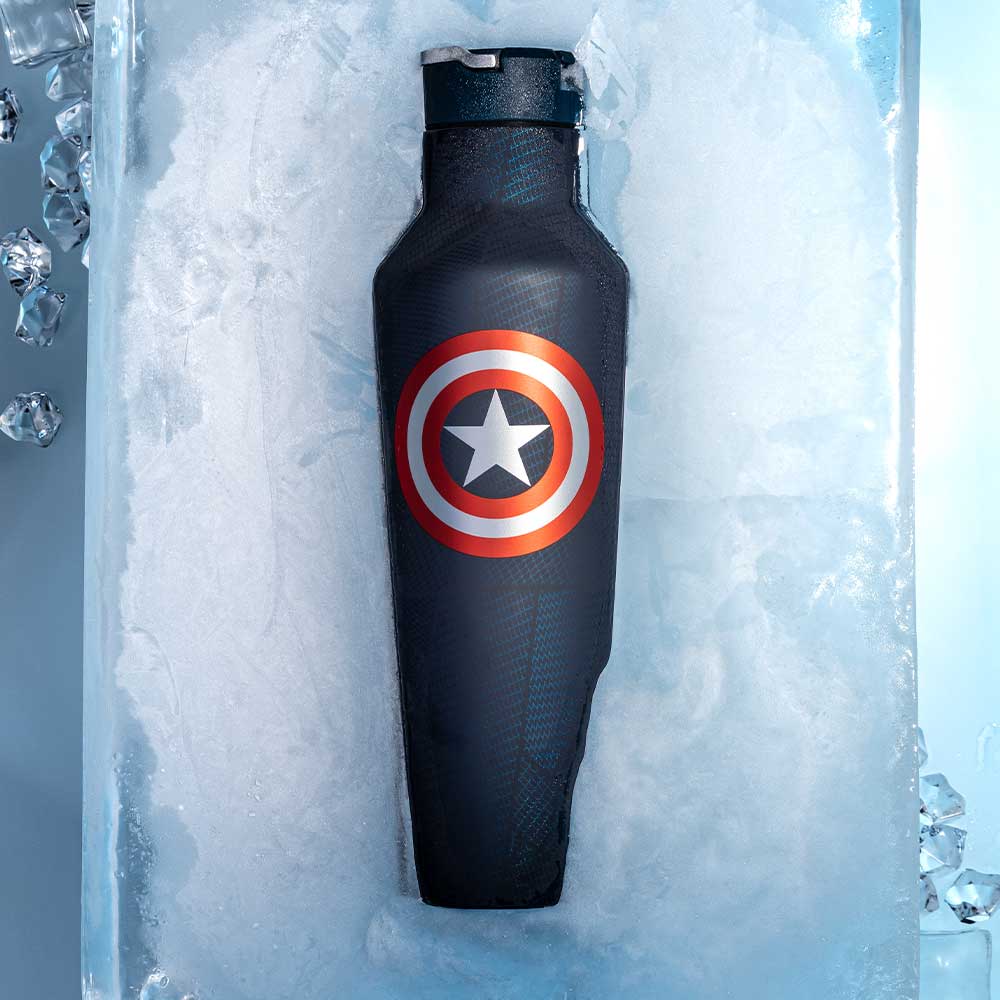 Corkcicle X Marvel Captain America Sport Canteen Insulated Tumbler, 20 Oz - Reusable Water Bottle Keeps Beverages Cold For 25 Ho