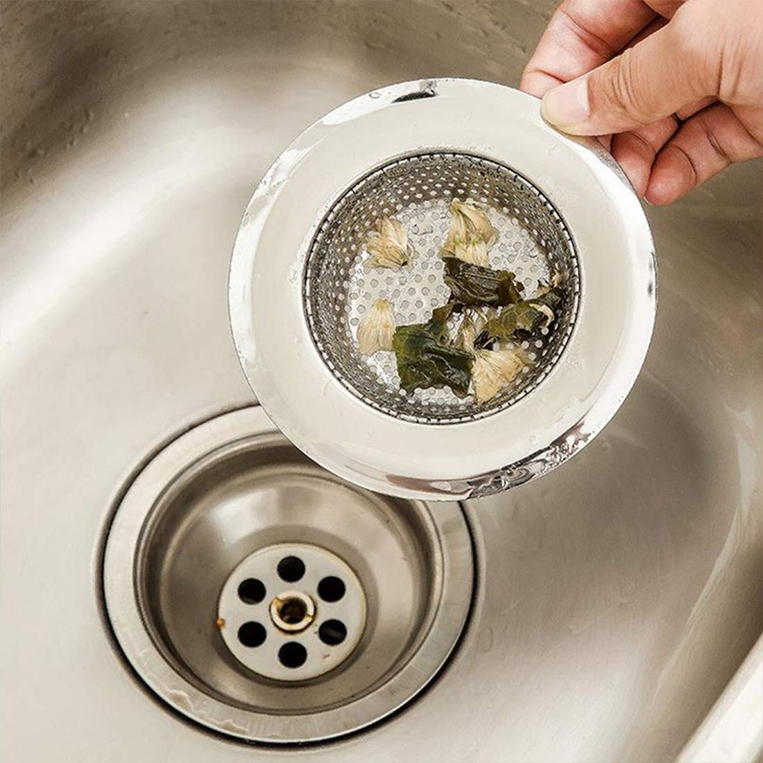CORNERJOY 4.5 Inch Diameter Rim Heavy Duty Stainless Steel Kitchen Sink Basket Strainer  Large (Pack of 2)
