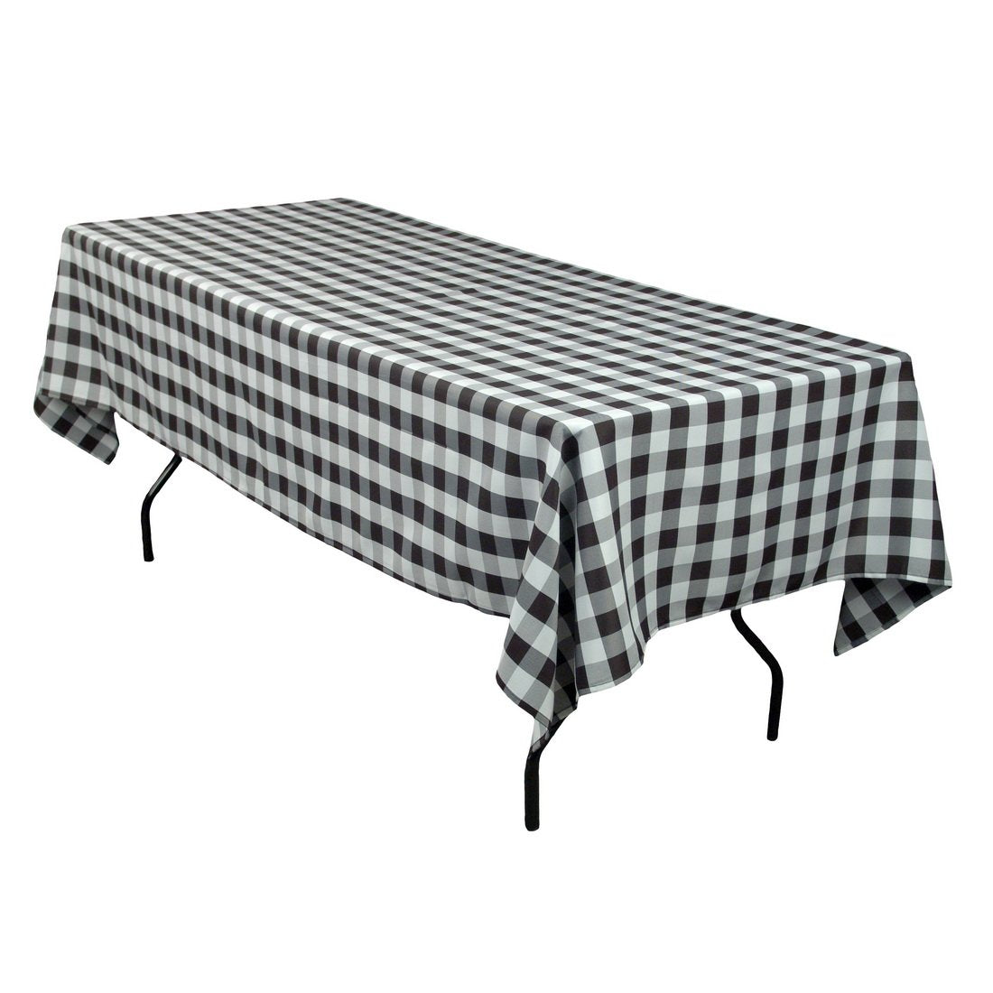 Ltc Linens 60 In. X 102 In. Black And White Checkered Rectangular Tablecloth-Black Gingham Table Cloth For 6 Feet Rectangle Tabl
