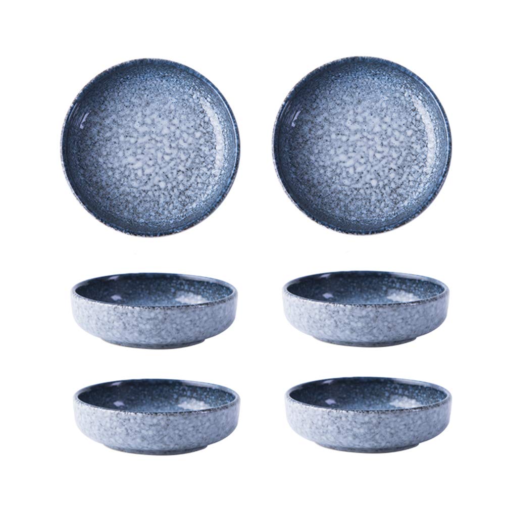 3.5 Inch Japanese Style Classic Porcelain Side Dish Bowl Seasoning Dishes Soy Dipping Sauce Dishes-Set Of 6-Blue