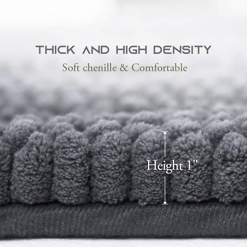 NICETOWN Grey Bathroom Runner Rug  Extra Thick Oversize Bath Mat for Bathroom  Anti-Slip Soft Plush Chenille Shaggy Extra Long Living Room Bedroom Water Absorbent Floor Carpet (60 '' x 24 '')