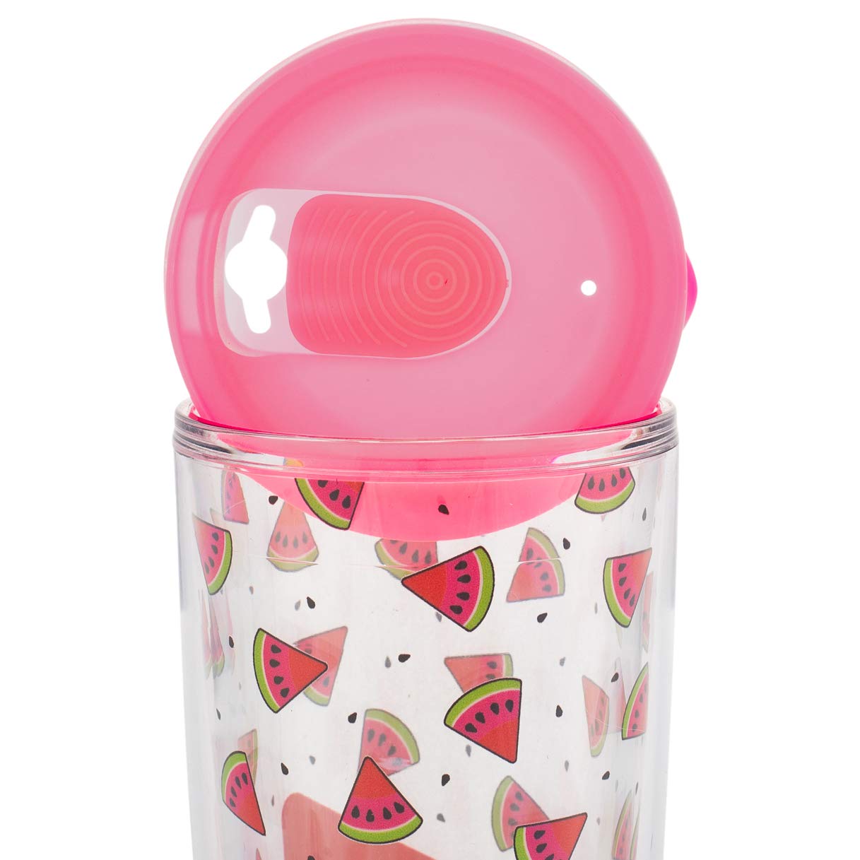 Freeheart Watermelon Burst 16 Oz Travel Tumbler With Neon Pink Lid | Watermelon Fruit Drinking Cup|Double Wall Tumblers | Bpa Fr