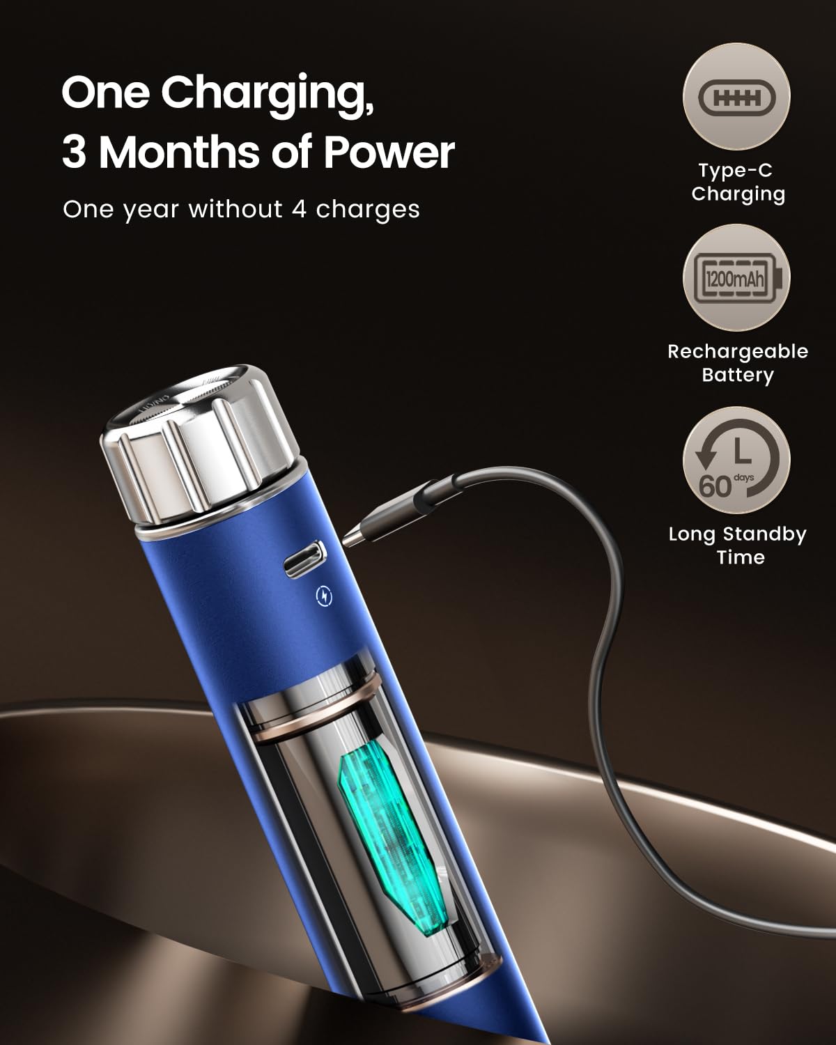 Maestri House Rechargeable Milk Frother with Stepless Speed Control, Handheld Electric Foam Maker Waterproof Drink Mixer Foamer