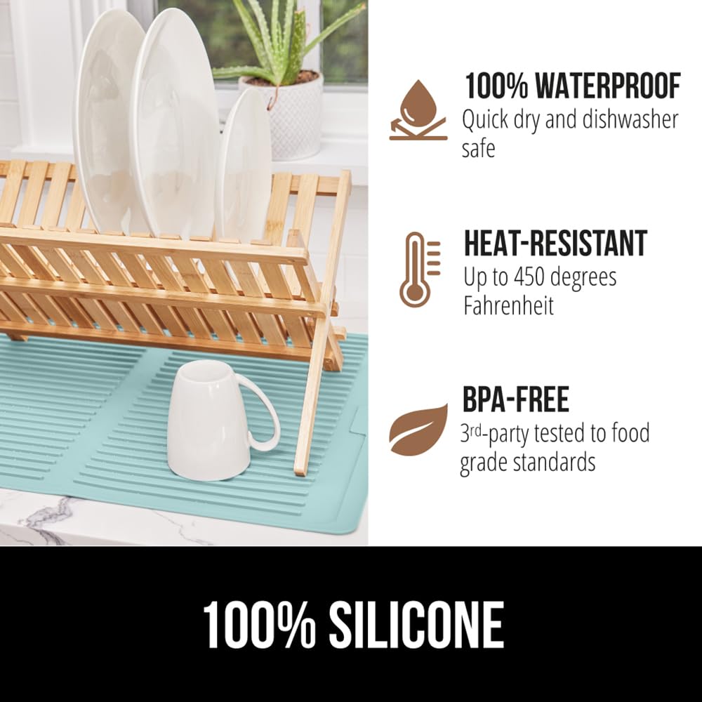 Gorilla Grip 100% Bpa-Free Silicone Dish Drying Mat For Kitchen Counter, Slip Resistant Dishwashing Mat, Quick Dry, Heat Resista