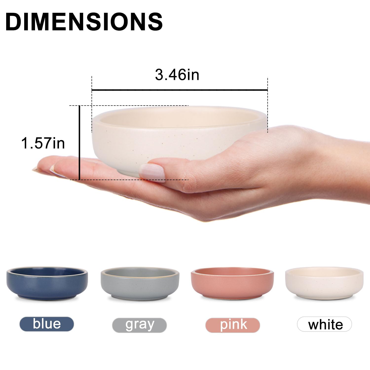 WHJY 4 inches Set of 4 Ceramic Sauce Dishes Side Dish Sushi Dipping Bowls  Matte Glaze Porcelain Tableware Serving Dish Appetizer Plates Stackable Ramekins