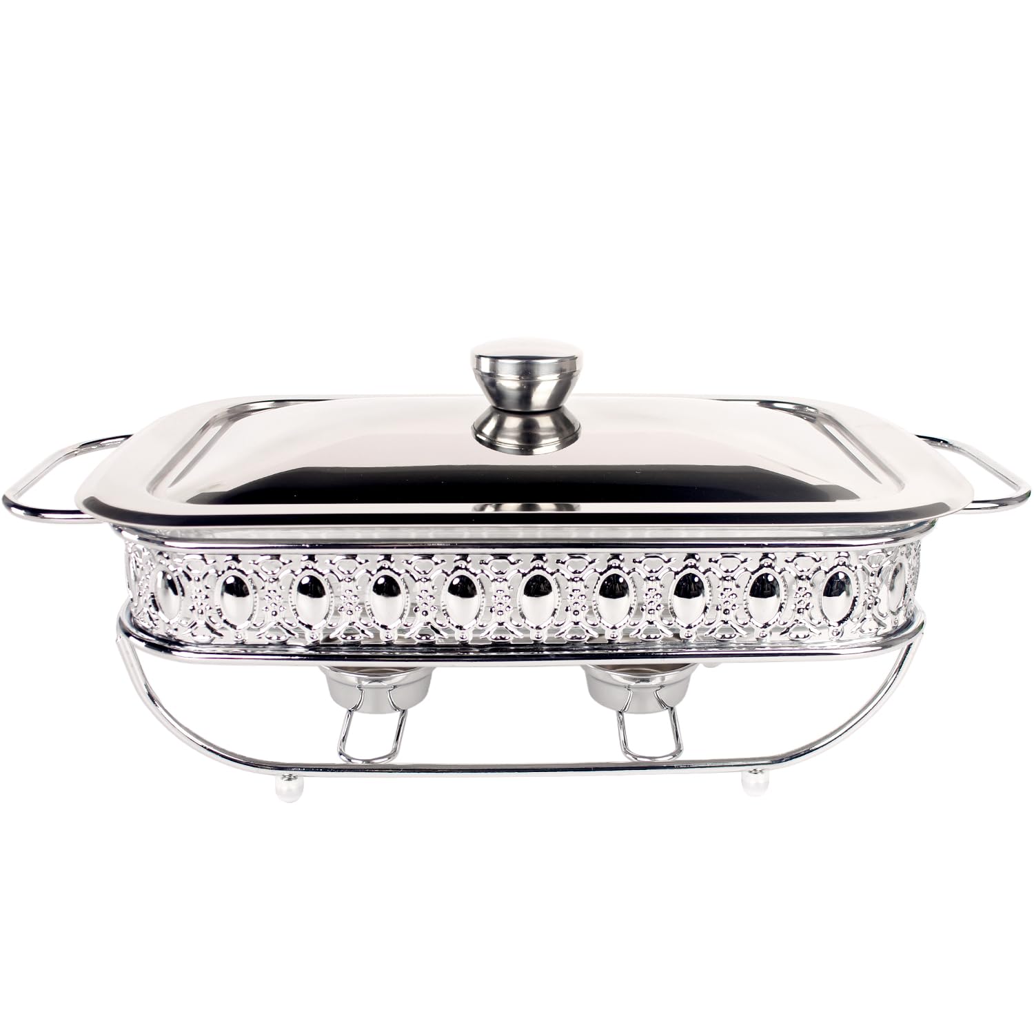 jinsongdafa 13 x7.5 Casserole Dish Glass Baking Dish with Stainless steel Lid and rack, Silver rectangle 1.9 Qt Large Baking P