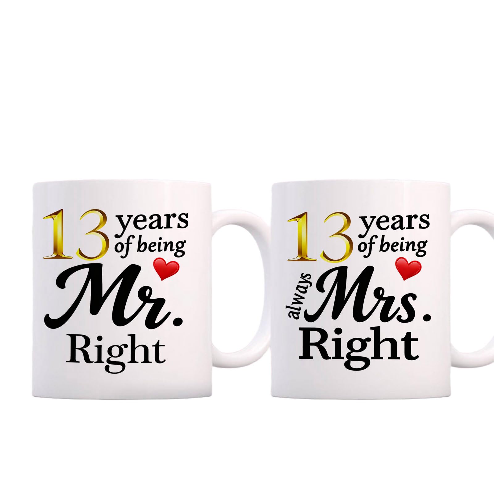 SIUNY 13 Year Anniversary For Couple Coffee Mugs Set of 213th Wedding Gifts Decorations for Parents Grandparents Husband Wife H
