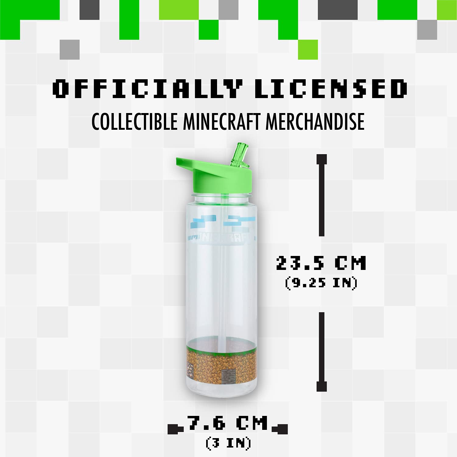 Paladone Minecraft Water Bottle With Bonus Decals, 21 Fl Oz, Officially Licensed Merchandise
