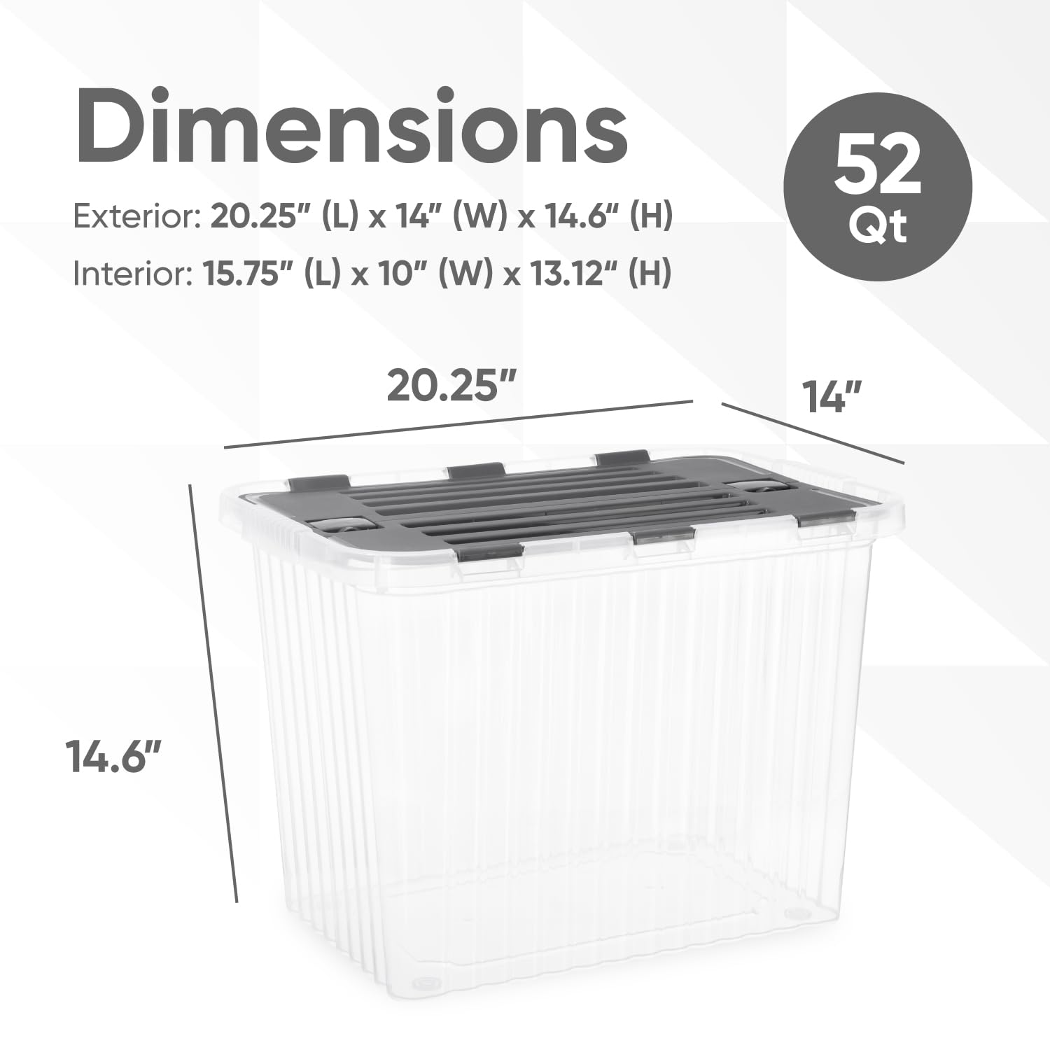 Superio 13 Gallon Hinged Lid Storage Tote; Stackable Storage Container with Lid (52 Quart  Bin with Hinged Lid)