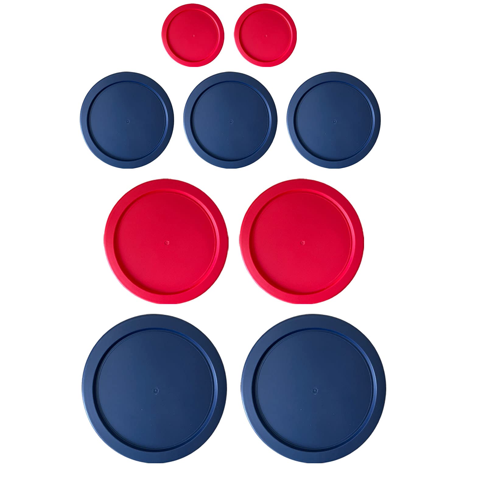 Replacement Plastic Lids For Pyrex (2) 7202-Pc 1 Cup Red (3) 7200-Pc 2 Blue (2) 7201-Pc 4 Red (2) 7402-Pc 6/7 Blue Round