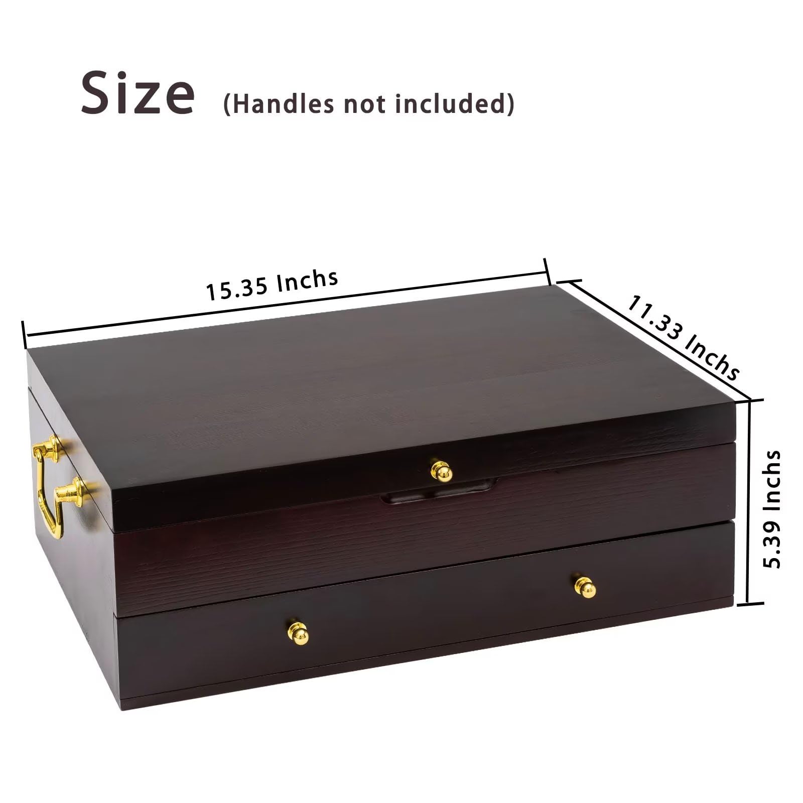 Genrice Wooden Silverware Chest Without Silverware Double-Layer, Silverware Box Storage For Silver, Silverware Case With Handle