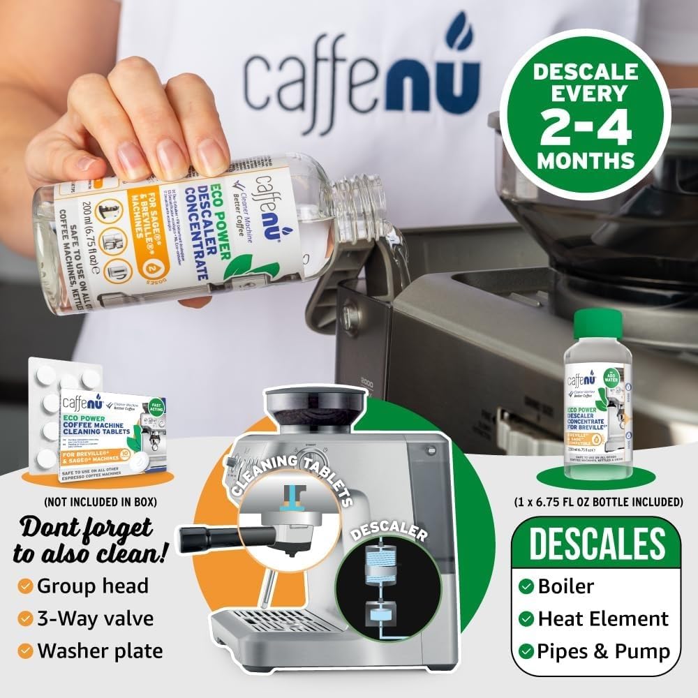 Breville Compatible Descaling Solution. Bottle Of Descaler Solution. Descaling Kit Removes Limescale For Hotter Coffee. 2 Uses D