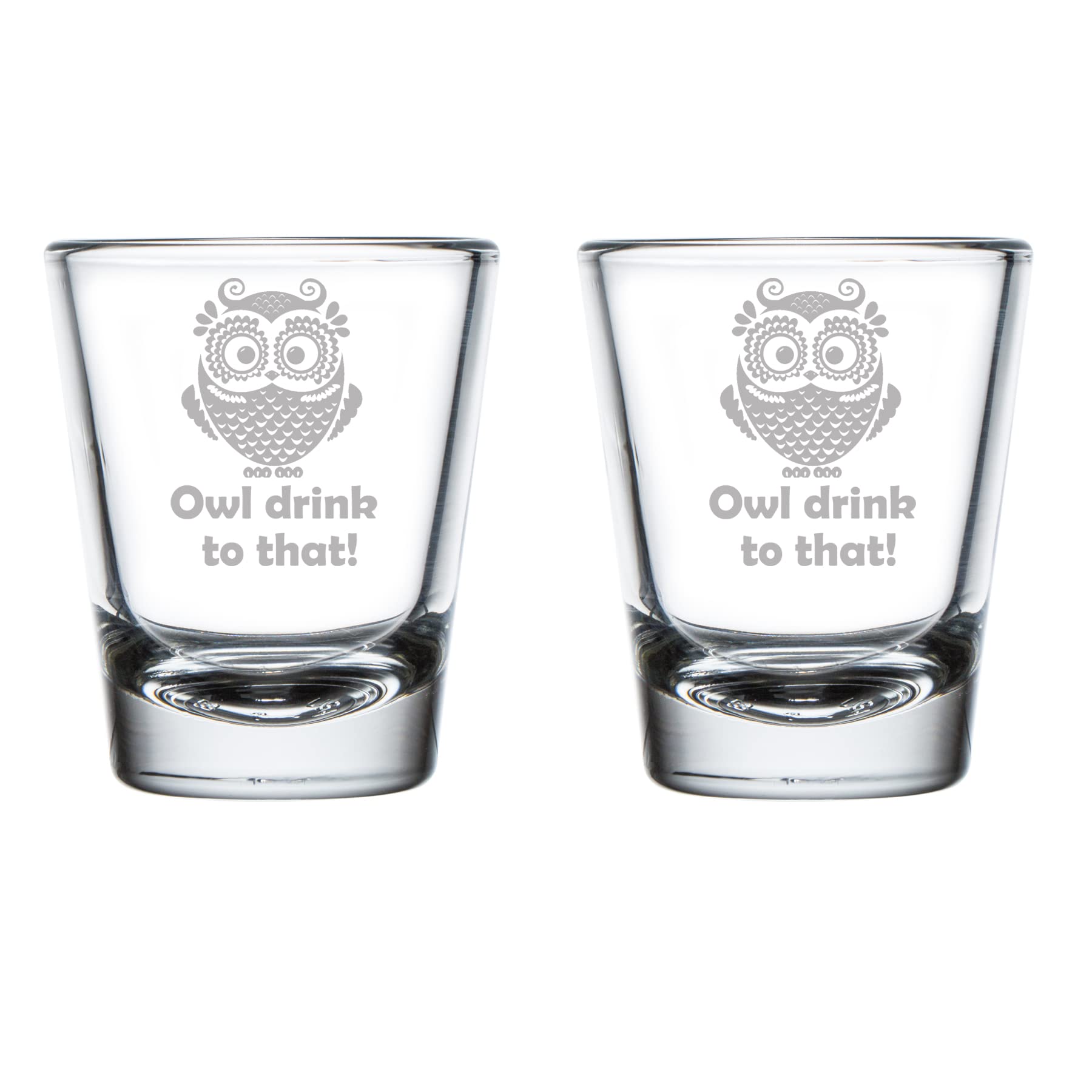 Mip Brand Set Of 2 Shot Glasses 1.75Oz Shot Glass Owl Drink To That Funny